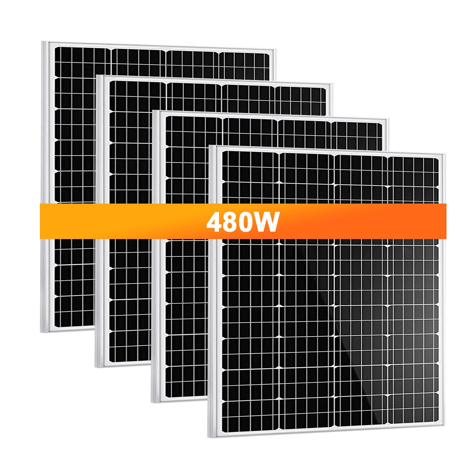 GLIESE Solarmodul 480W 12V Solarpanel Mono Wohnmobil Camping Balkonkraftwerk, 480 W, Monokristallin, (4-St., Solarmodule), Einfache Erweiterung durch Serien-/Parallelschaltung