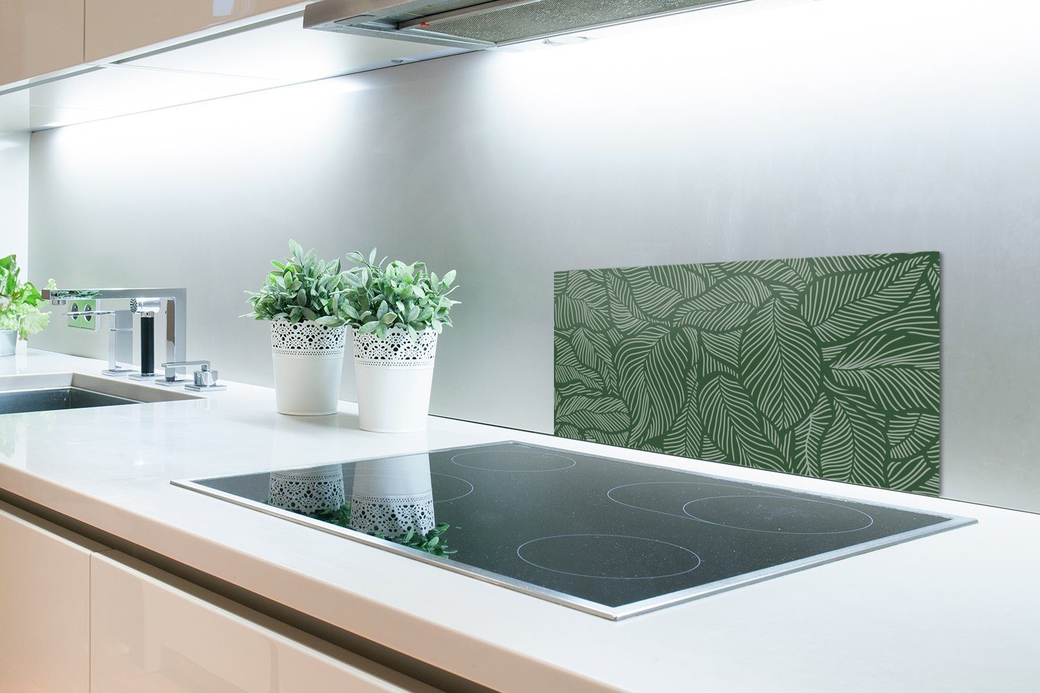(1-tlg), Küchen für Fett Schmutzflecken cm, Blätter Küchenrückwand Gestaltung Grün Wandschutz, und - MuchoWow gegen 60x30 - Natur, -