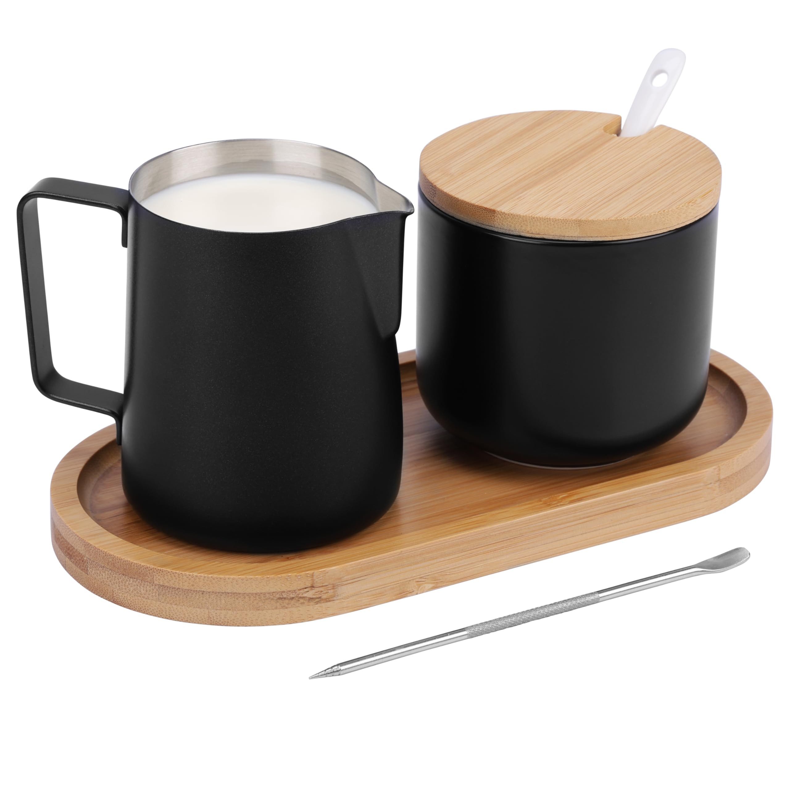 Belle Vous Milch- und Zuckerset Belle Vous X-teiliges Milch und Zucker Set - Schwarzes Milchkännchen (5-tlg), Edelstahl