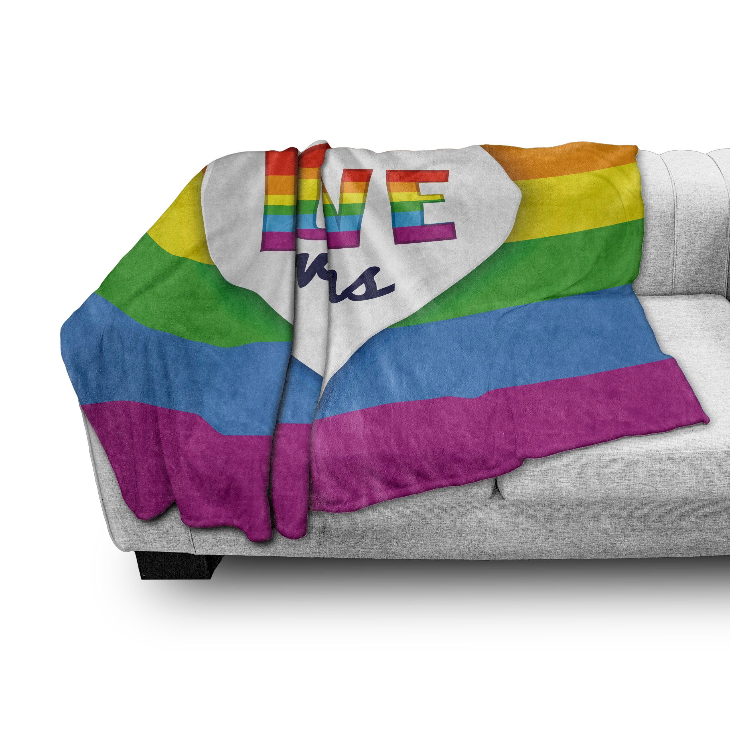 Wohndecke Gemütlicher Plüsch Regenbogen für Liebe den Stolz gewinnt und Außenbereich, LGBT Abakuhaus, Innen