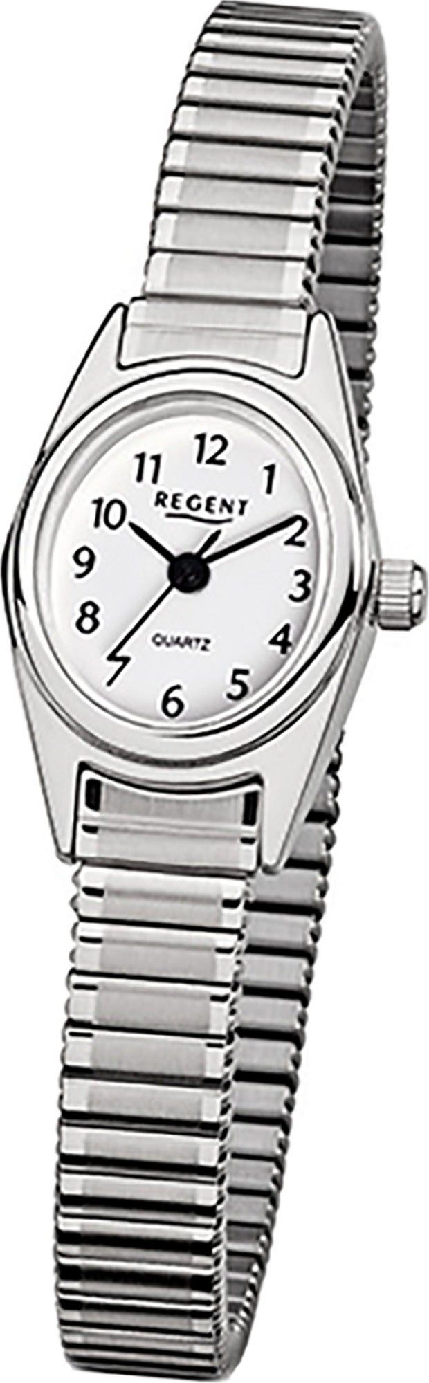 Regent Quarzuhr Regent Edelstahl rundes Quarzuhr, silber, 19mm) Damen Edelstahlarmband Uhr Gehäuse, (ca. klein F-262 Damenuhr