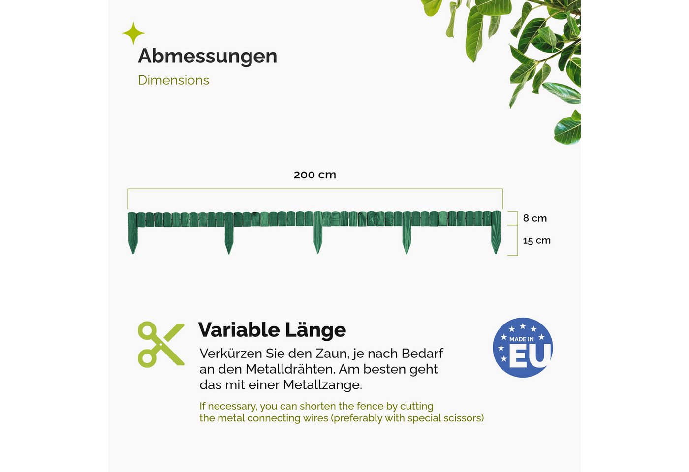 Thumbnail - Garronda Zaun Rasenkante Holz Beeteimfassung 200 x 8 cm Flexibler Rollborder GD-0106