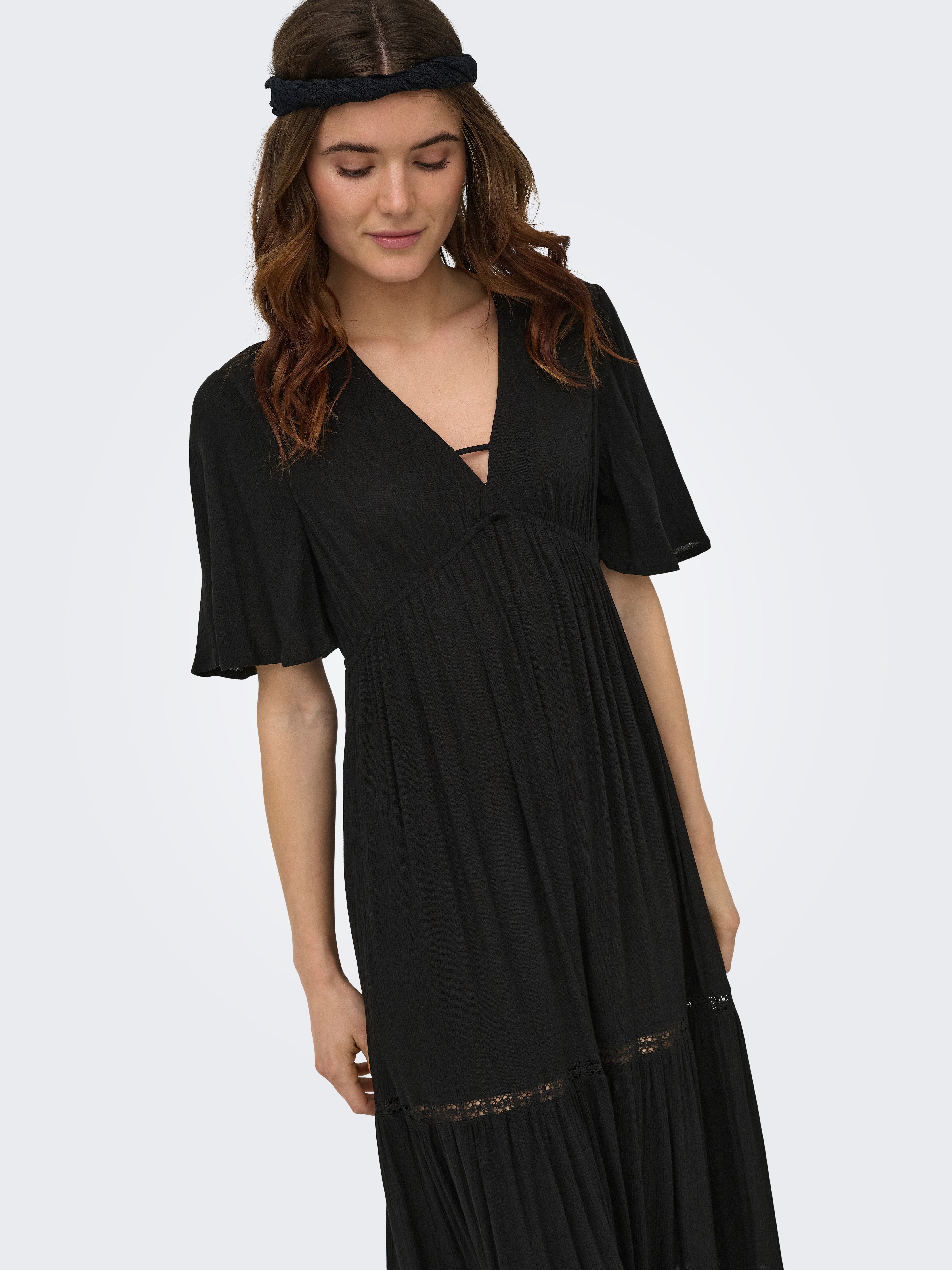 ONLY Maxikleid ONLMYA CHIARA S/S LONG V DRESS WVN Viskose