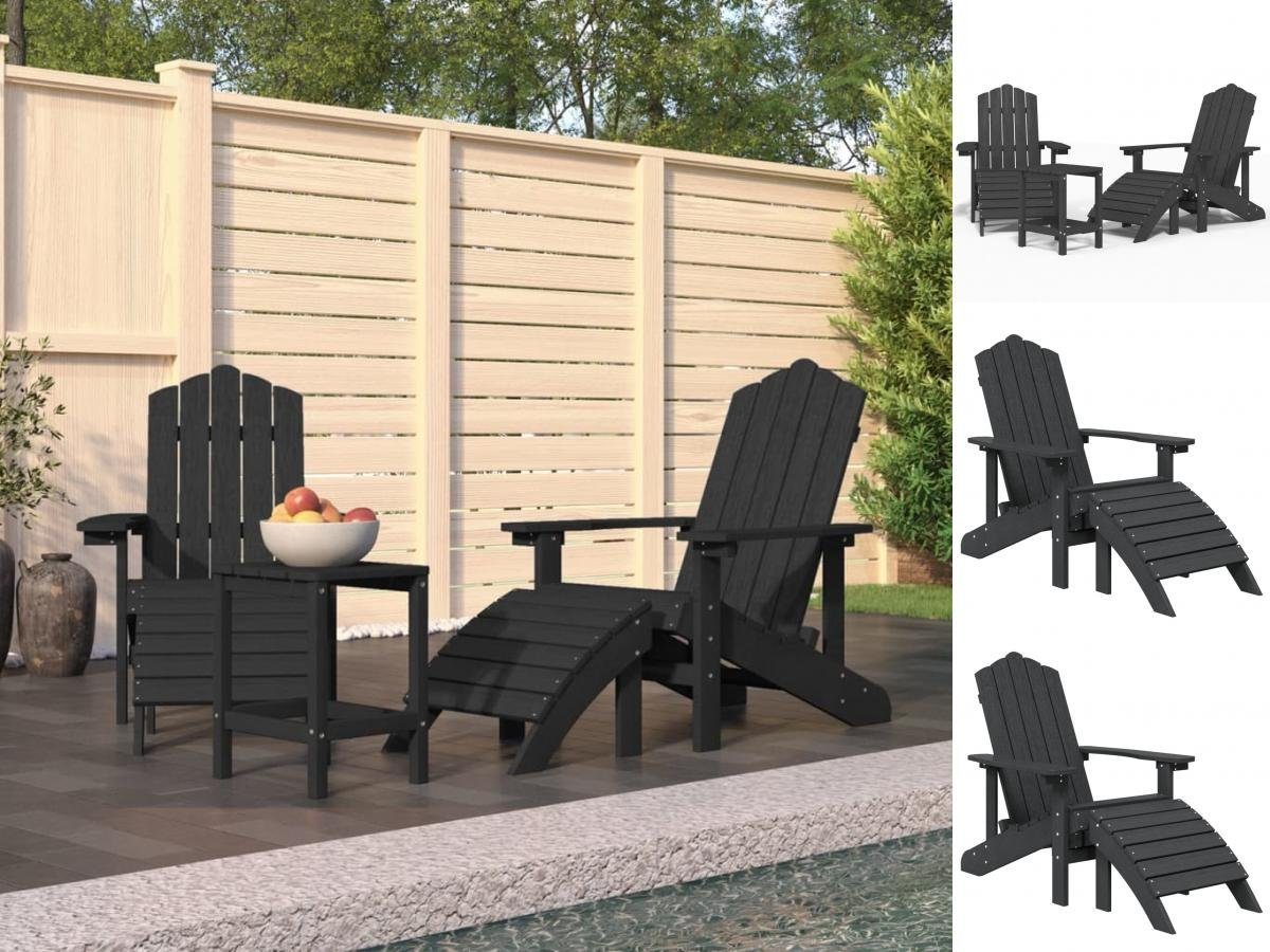 HDPE Anthrazit vidaXL mit Tisch Hocker Gartenstuhl Adirondack-Gartenstühle