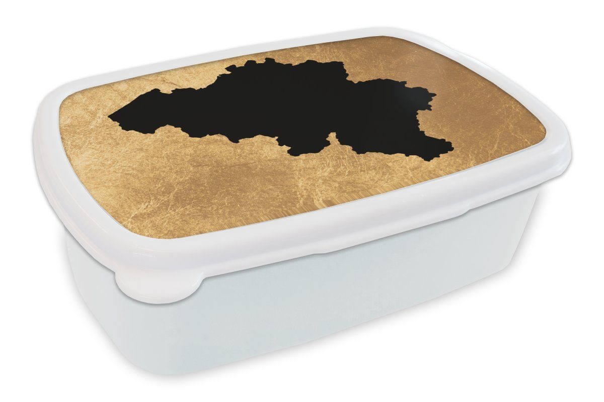 Kinder und Kunststoff, Lunchbox Belgien weiß MuchoWow Gold, für Erwachsene, Jungs für - Karte und Mädchen (2-tlg), Brotdose, Schwarz Brotbox -