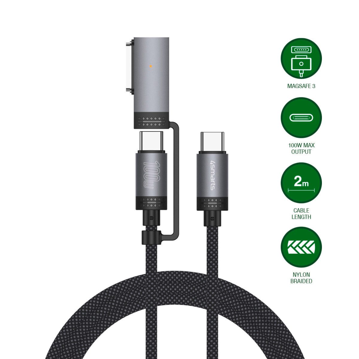 4smarts 4smarts MagSafe 3 Adapter und USB-C Kabel ComboCor Induktions-Ladegerät