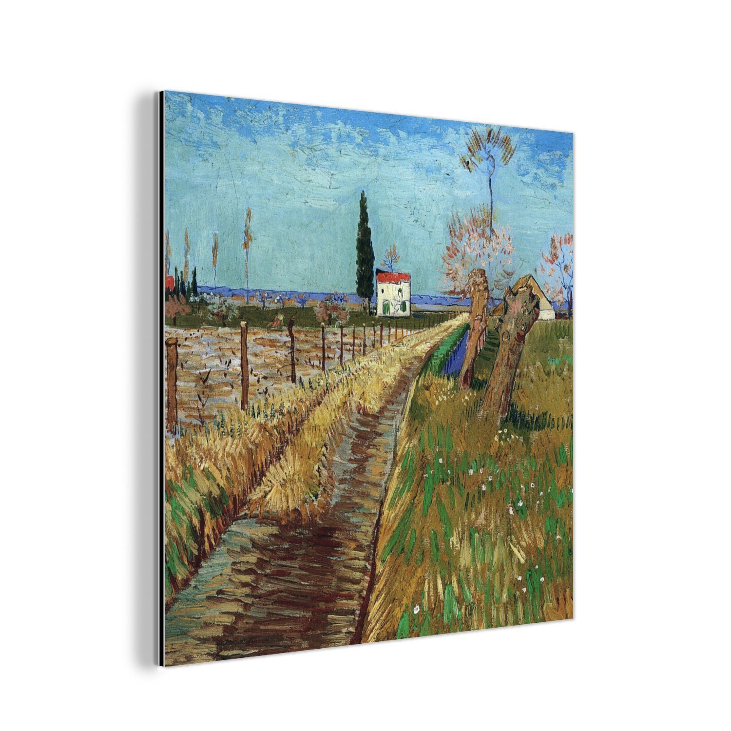 MuchoWow Metallbild Weg durch ein Weidenfeld - Vincent van Gogh, (1 St), Alu-Dibond-Druck, Gemälde aus Metall, Aluminium deko