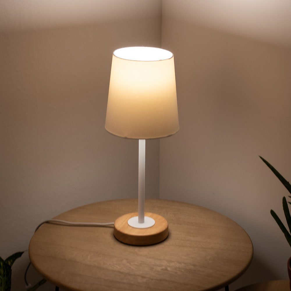 etc-shop LED Tischleuchte, Tisch inklusive, Leuchtmittel LED Leuchte inkl. Holz Zimmer Warmweiß, Set Lese Lampe im Wohn Nacht-Licht