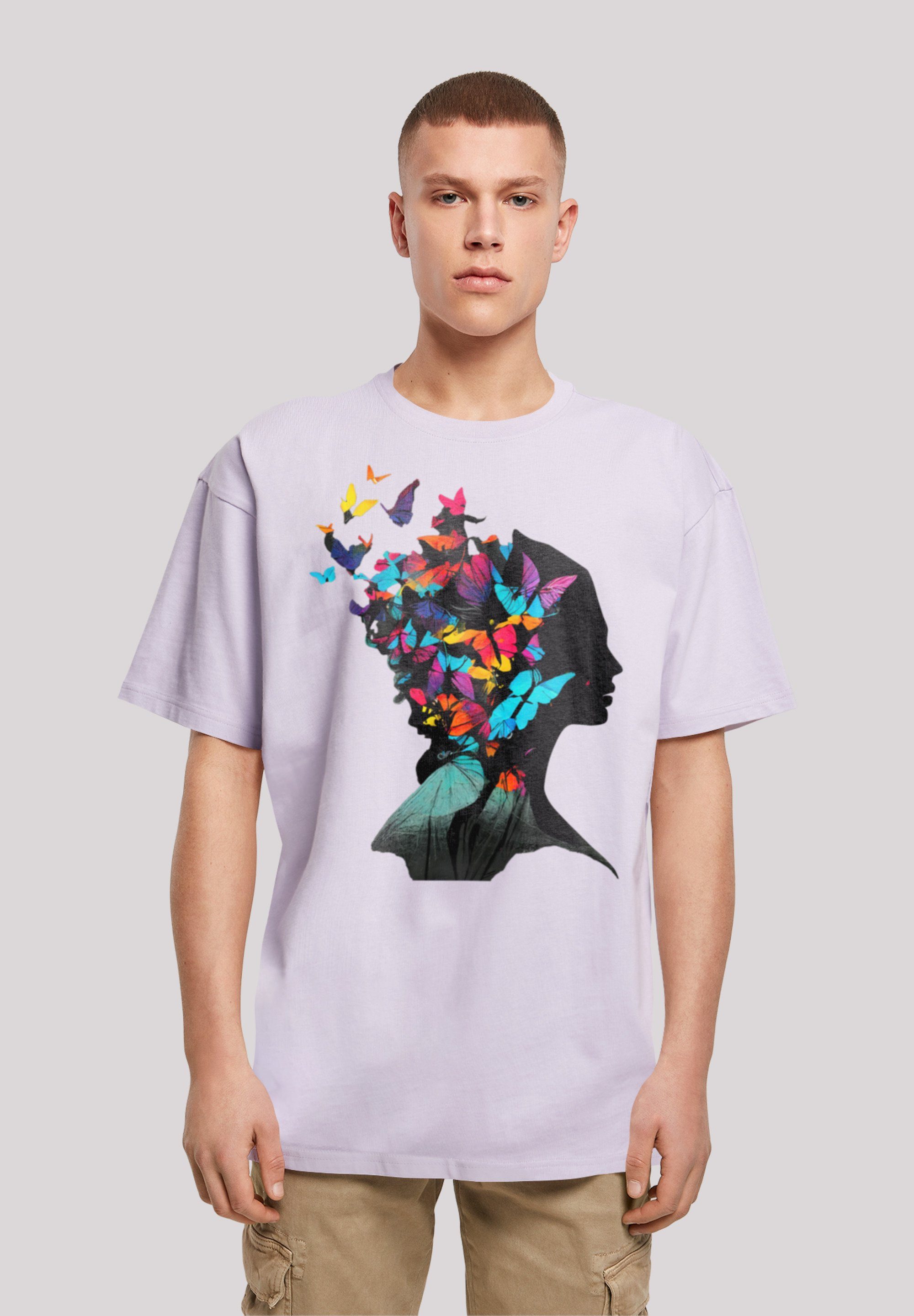 F4NT4STIC T-Shirt Schmetterling Silhouette OVERSIZE TEE Print lilac | T-Shirts
