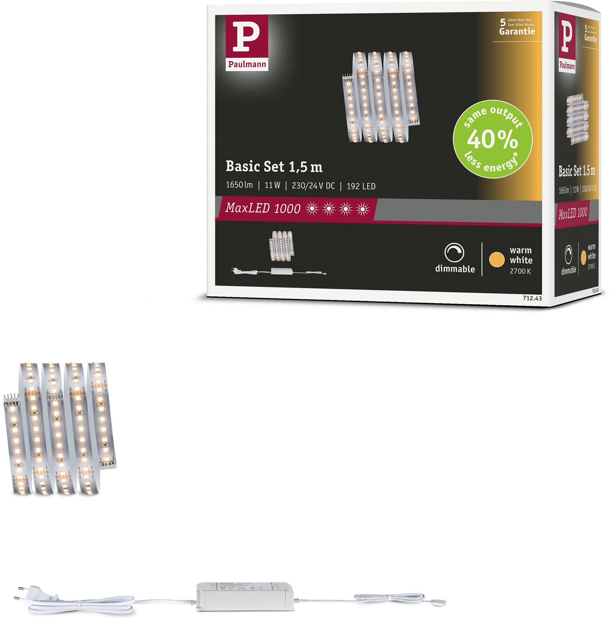 LED-Streifen MaxLED 1000 LED Strip Warmweiß Basisset