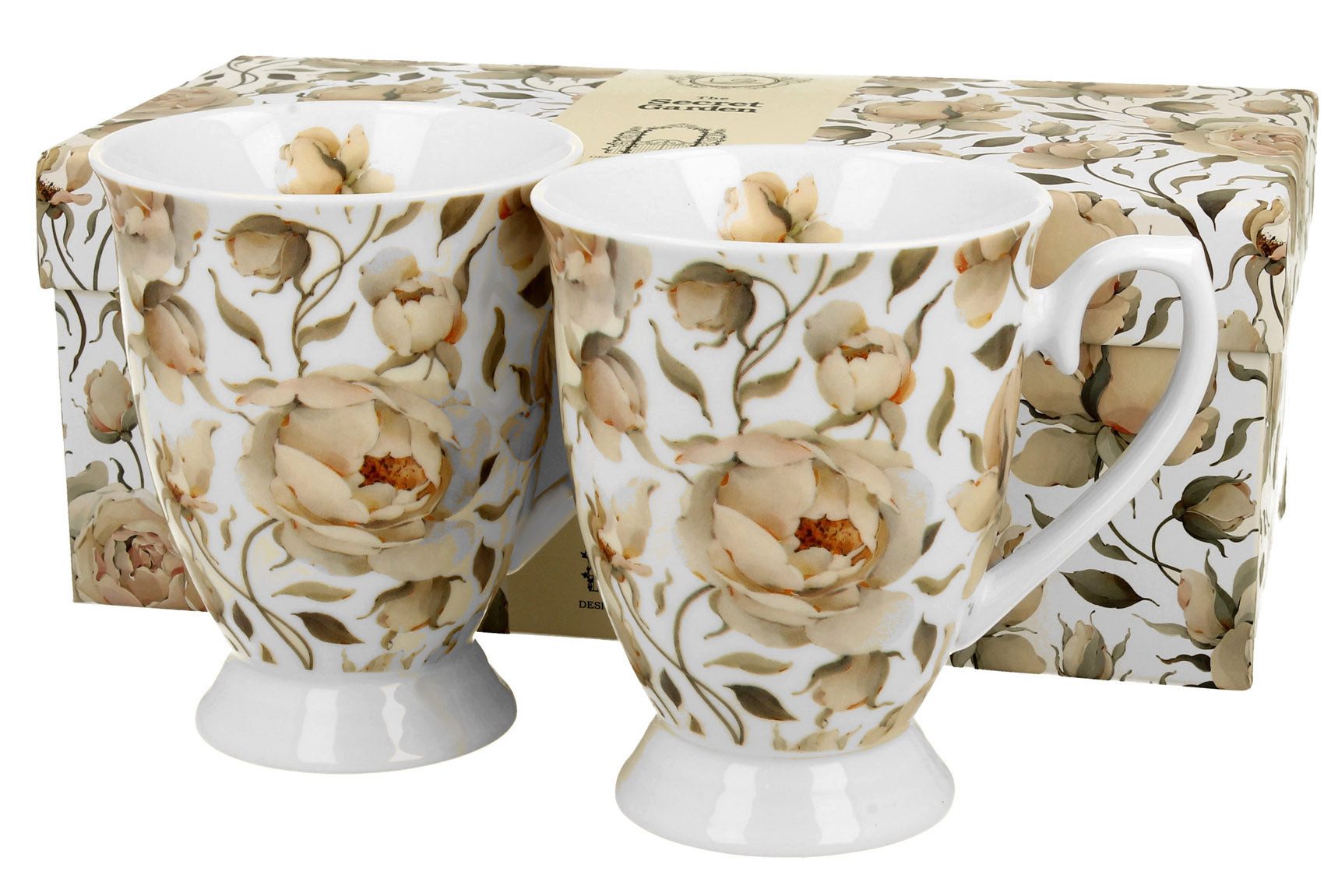 Duo-Gift Tasse Vintage Duo Tassen Set englische Rose weiß 320 ml, Vintage Duo Tassen Set englische Rose weiß 320 ml