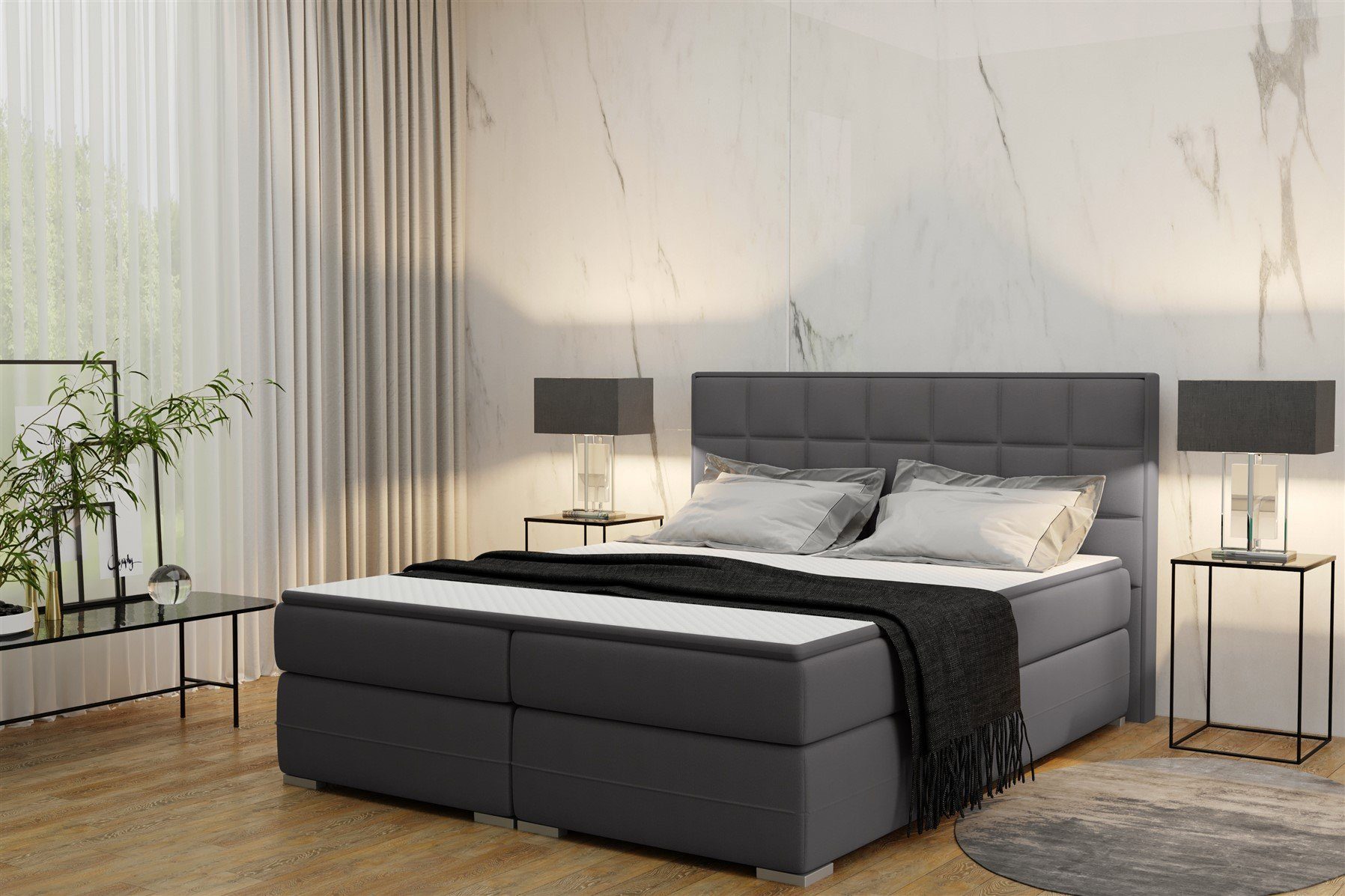 Fun Möbel Boxbett Schlafzimmerbett PRATO in Kunstleder Madryt (inkl. Bettkasten, inkl. Kaltschaumtopper)