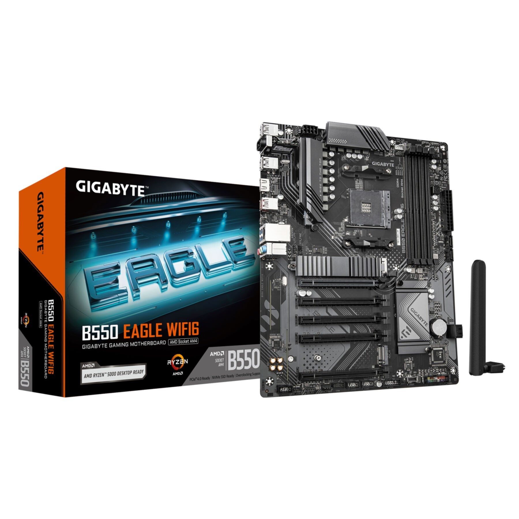 Gigabyte B550 EAGLE WIFI6 Mainboard – AMD Ryzen 5000 G-Serie CPUs, 10+3+1 Phase Mainboard