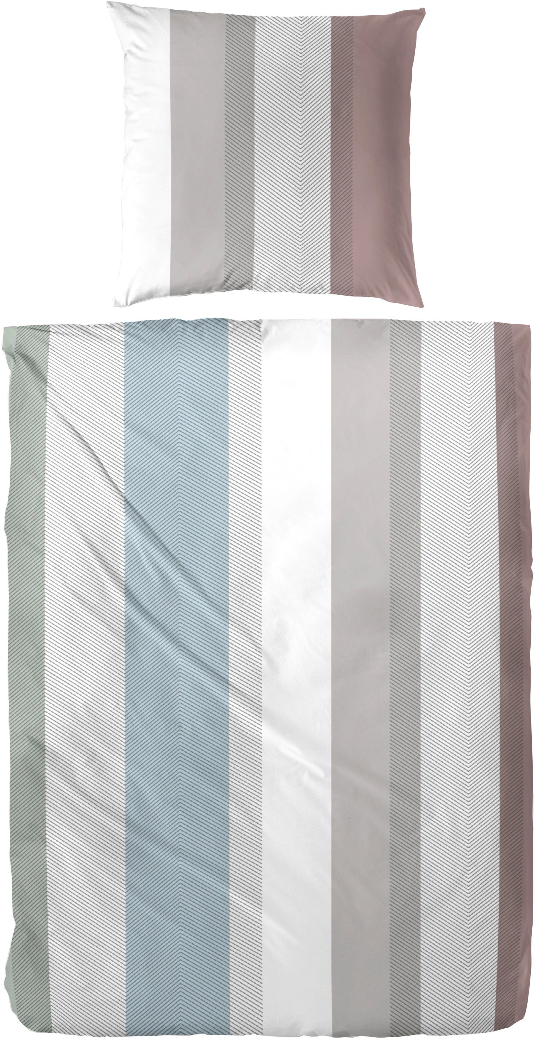 Primera Bettwäsche Mako-Satin Streifenflug, Mako-Satin, 2 teilig, mit grafischen Streifen