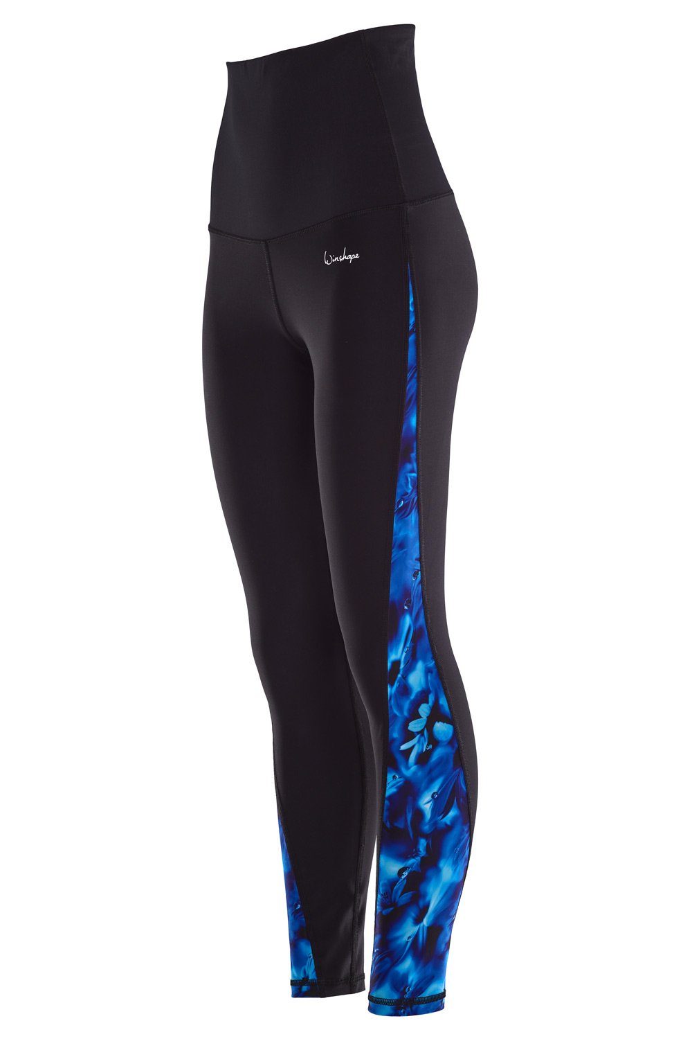 Winshape Leggings HWL109-Blue-Rainflowers Core-Stability-Bund mit Bauch-Weg- Effekt