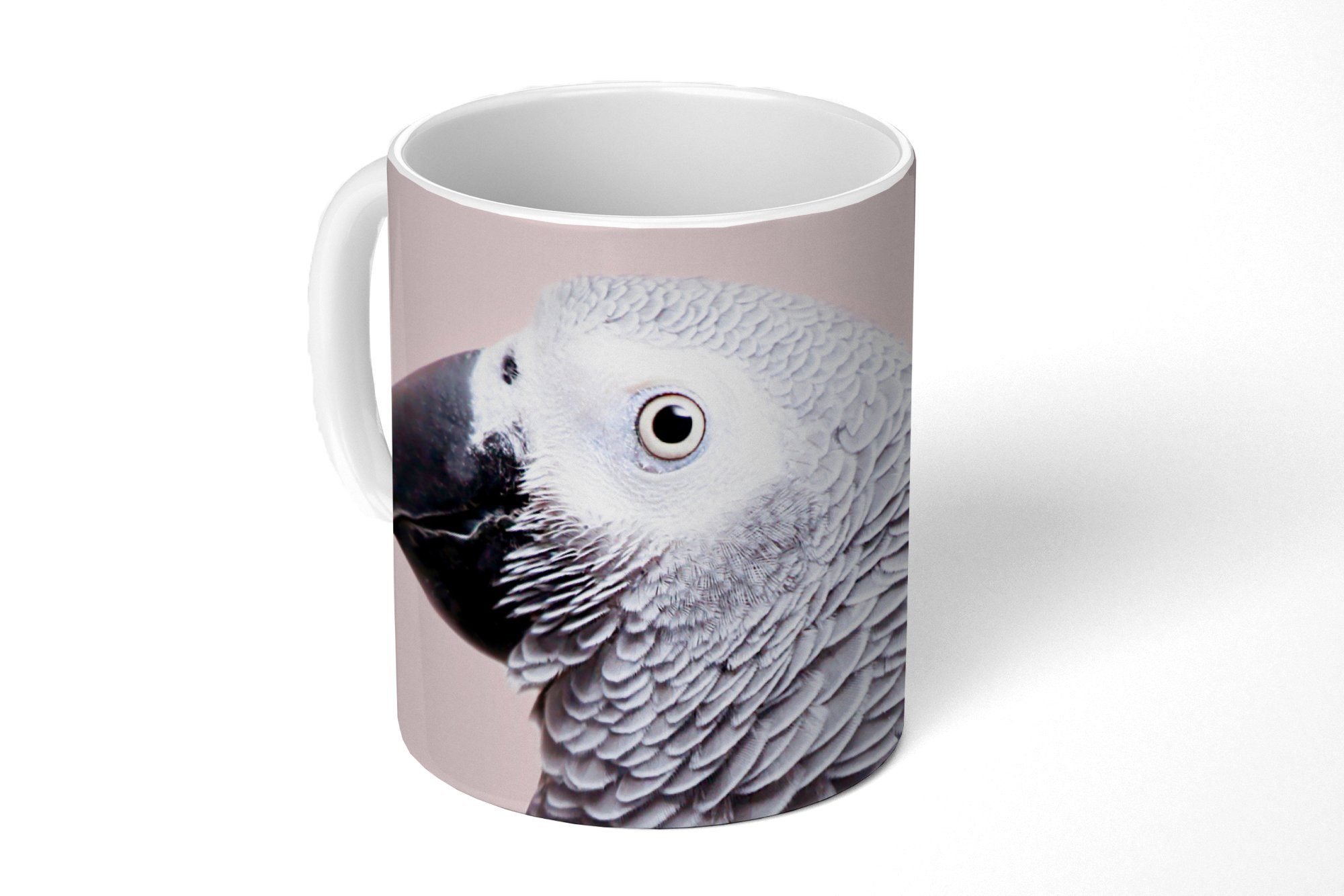 MuchoWow Tasse Papagei - Grau - Tiere - Natur, Keramik, Kaffeetassen, Teetasse, Becher, Teetasse, Geschenk