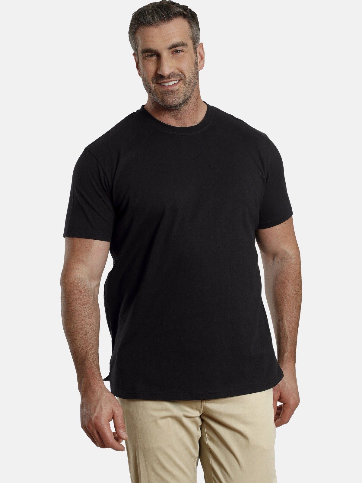 Charles Colby T-Shirt EARL BOON leger und schlicht (2er-Pack) schwarz