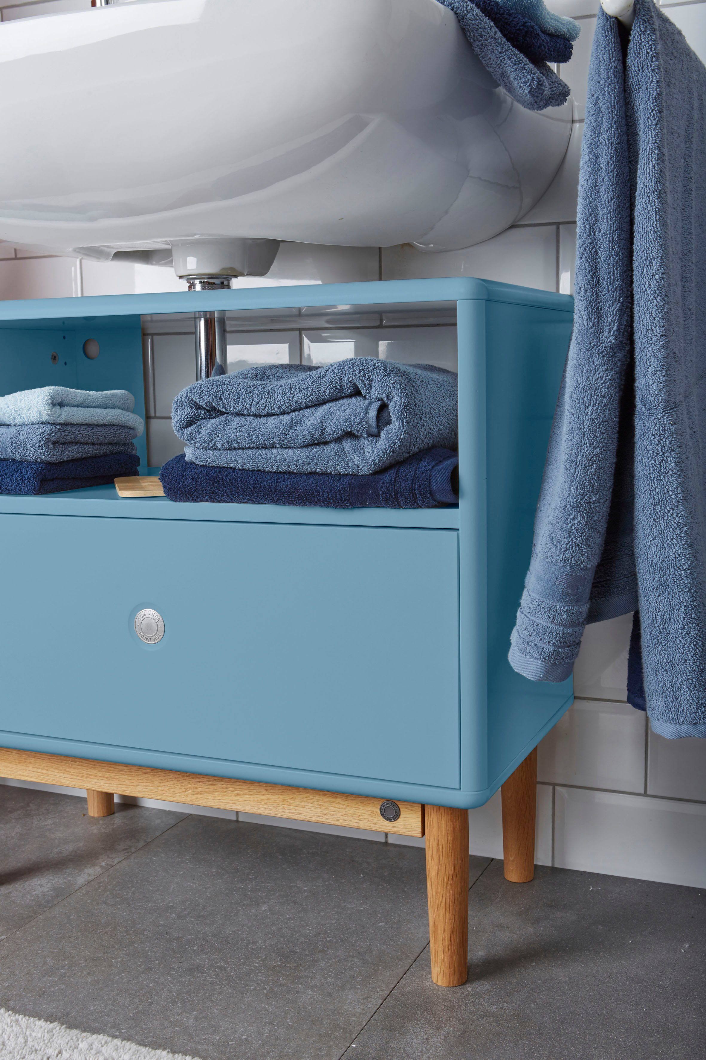 Eiche, in BATH dove HOME Waschbeckenunterschrank TOM 65 TAILOR mit cm mit COLOR Füßen mit Schublade, Push-to-Open, Breite