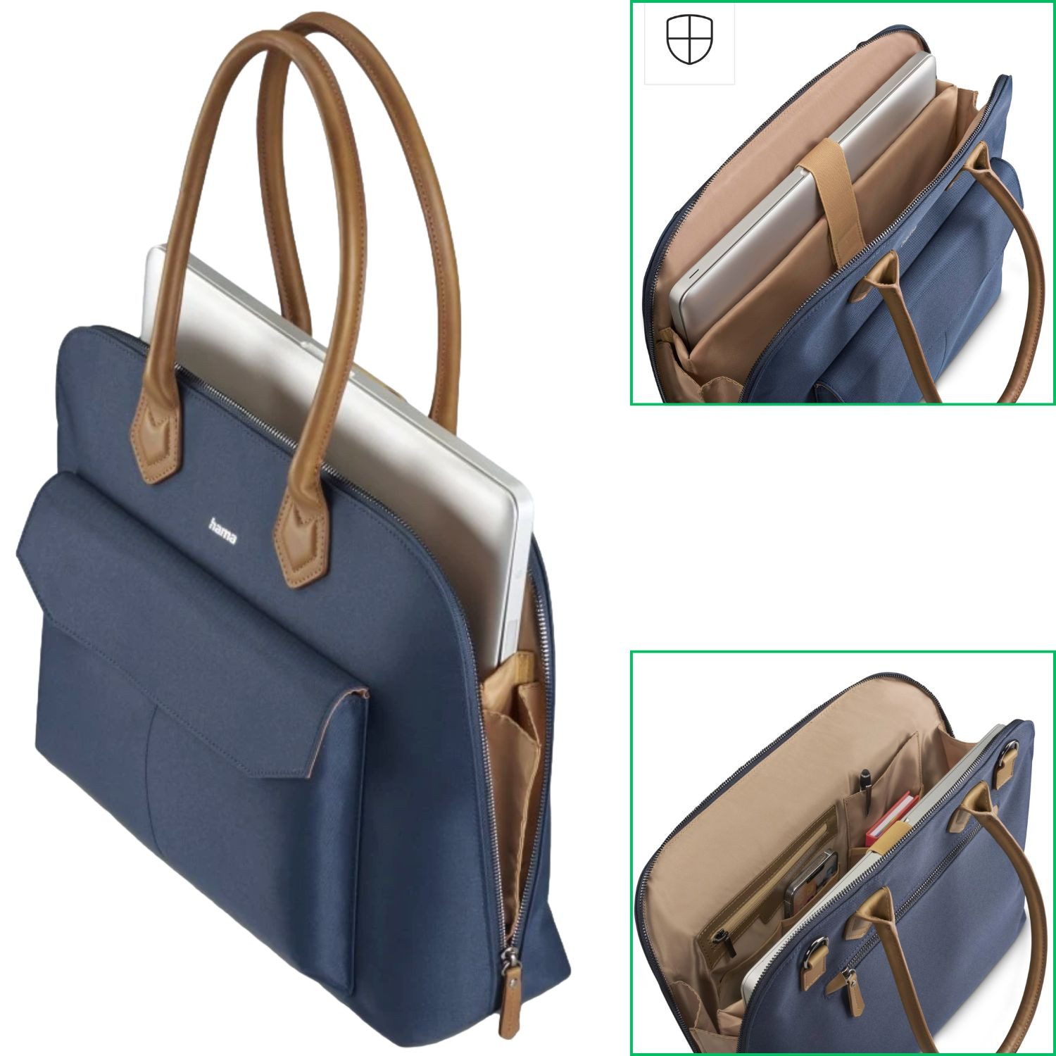 Hama Laptoptasche Notebook-Tasche Handtasche 13,3" bis 14,9" Blau (Notebook-Tasche), Hülle Laptop-Case Shopper Bag 13,3" 13,5" 14" 14,1" 14,2" 14,5" Zoll