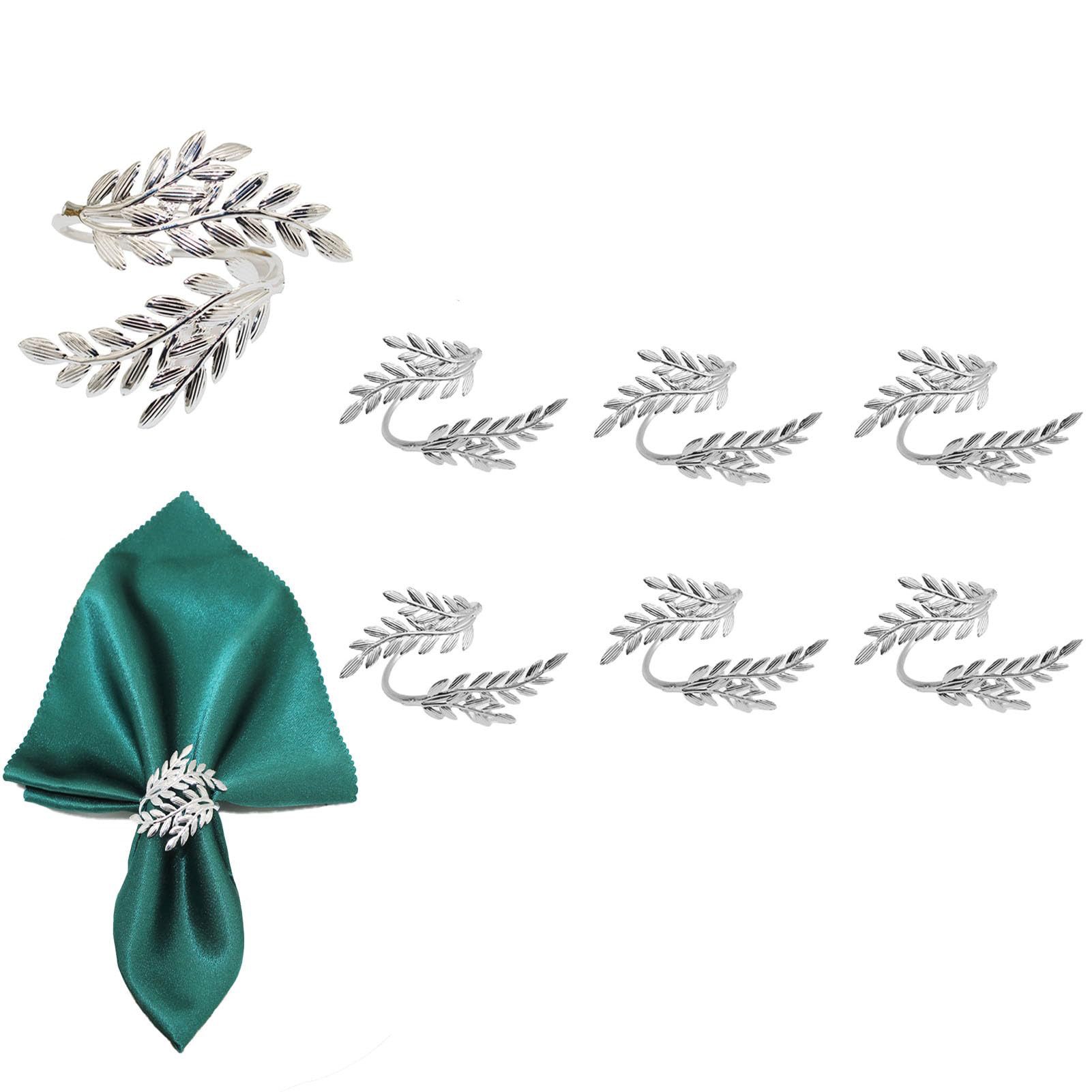 CLTYQ Serviettenring 6 Stück Metall Serviettenschnallen Blätter, für Hochzeitsfeier Abendessen Ramadan Jubiläum Oster Tischdekoration