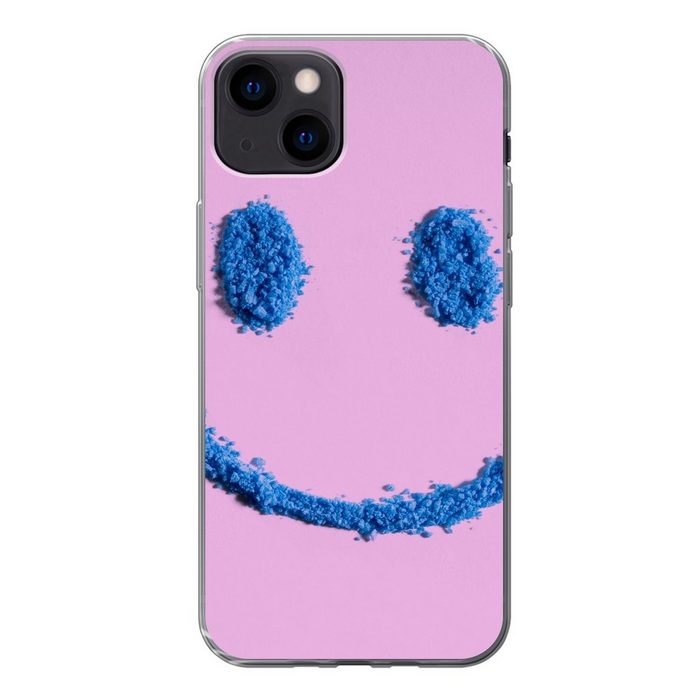 MuchoWow Handyhülle Lächelndes Smiley-Gesicht aus Pulver Handyhülle Apple iPhone 13 Smartphone-Bumper Print Handy
