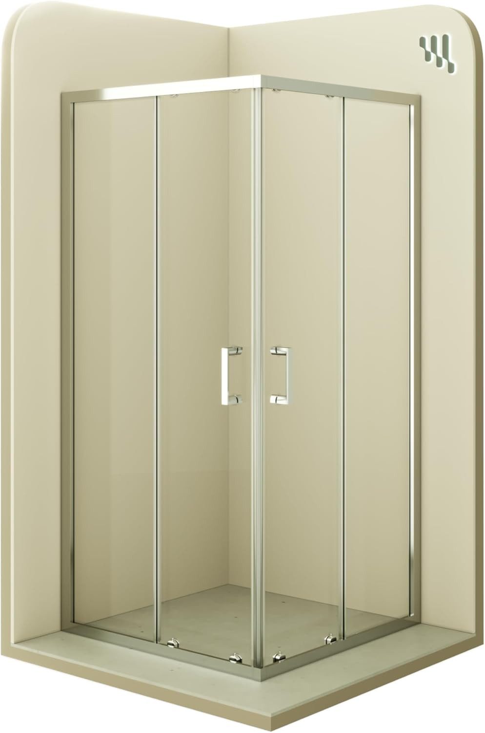 i-flair Eckdusche Schiebetür Duschkabine DIANA aus durchsichtigem 6 mm ESG, BxT: 95x95 cm, Einscheibensicherheitsglas, ohne Duschtasse, mit hochwertigen Aluminiumprofilen in silber, ebenerdiger Einbau möglich, mit Schiebetüren