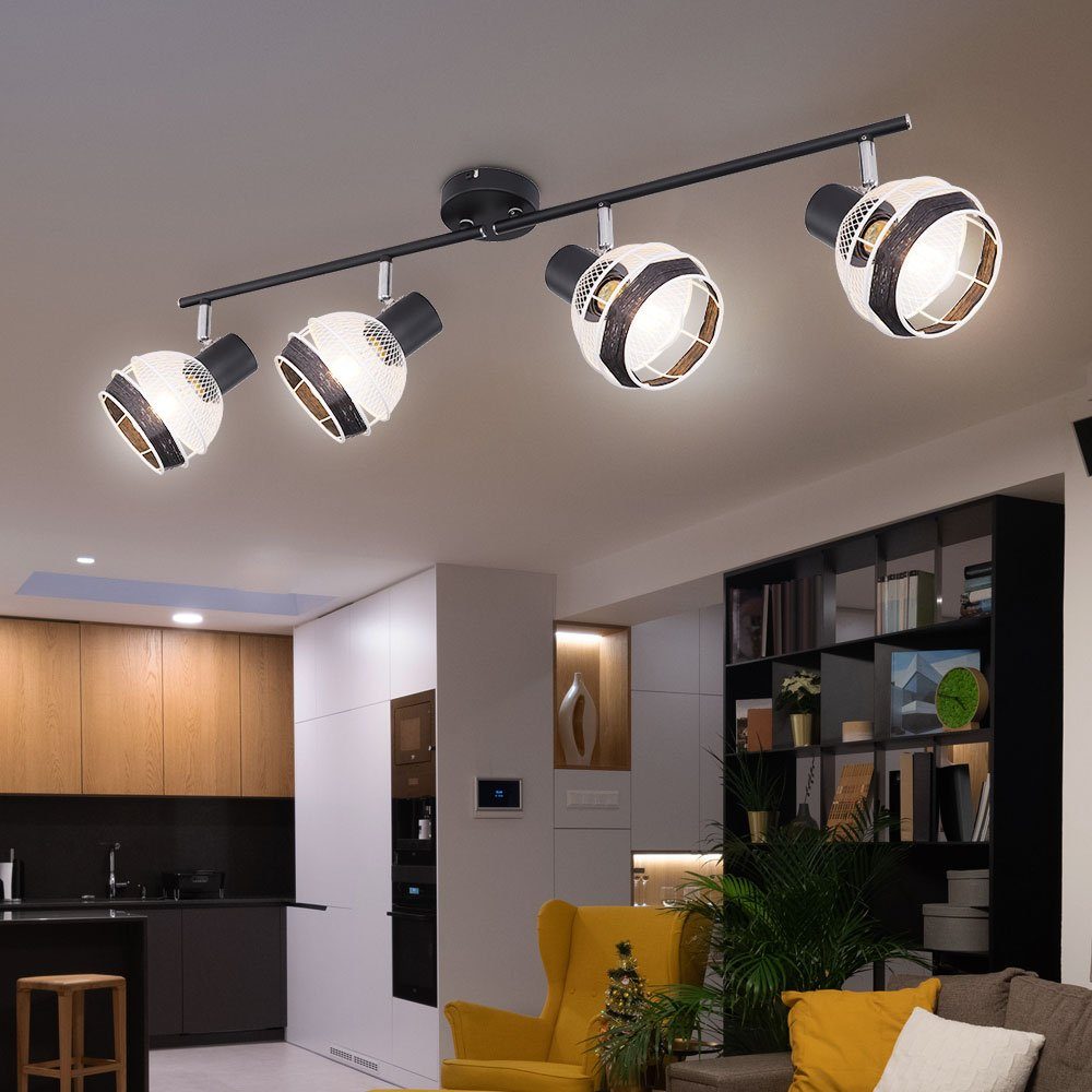 Metall Wohn Schwarz Beleuchtung LED Leuchte Leuchtmittel Lampe nicht Decken Spot etc-shop Hanfseil Deckenspot, inklusive,