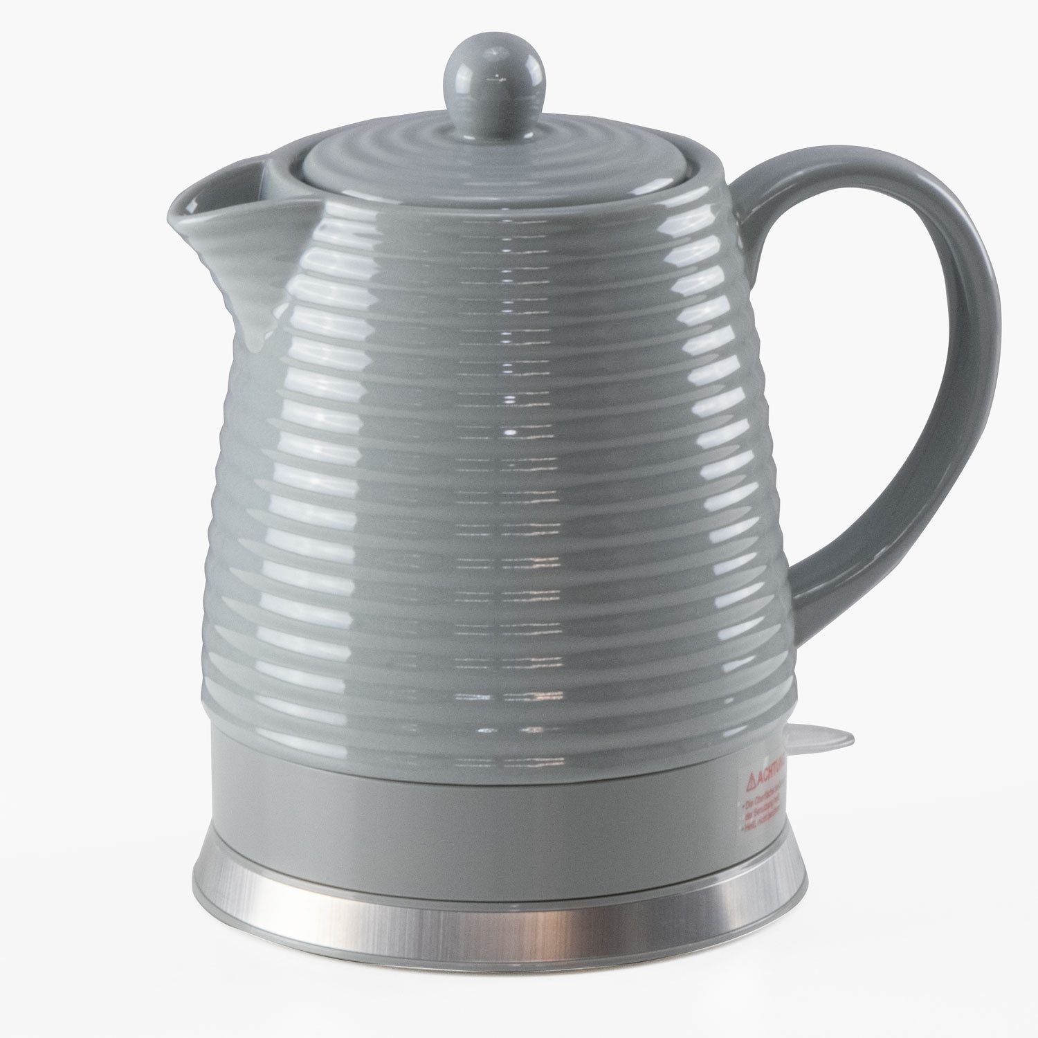 KVOTA Wasserkocher Elektrischer Wasserkocher aus Keramik, 1,5 Liter, Design Grand, grau, 1.5 l, 1500 W