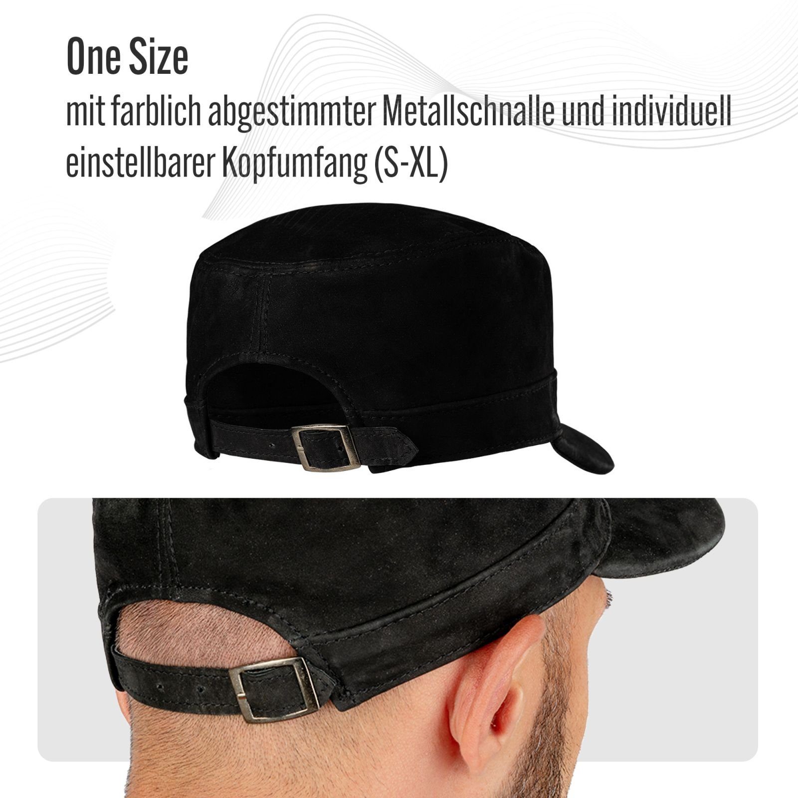 BLACK FOREST FOX Cowboyhut Herren Leder CUBA Cap Hut Schirmmütze in versch. Farben & Leder Black