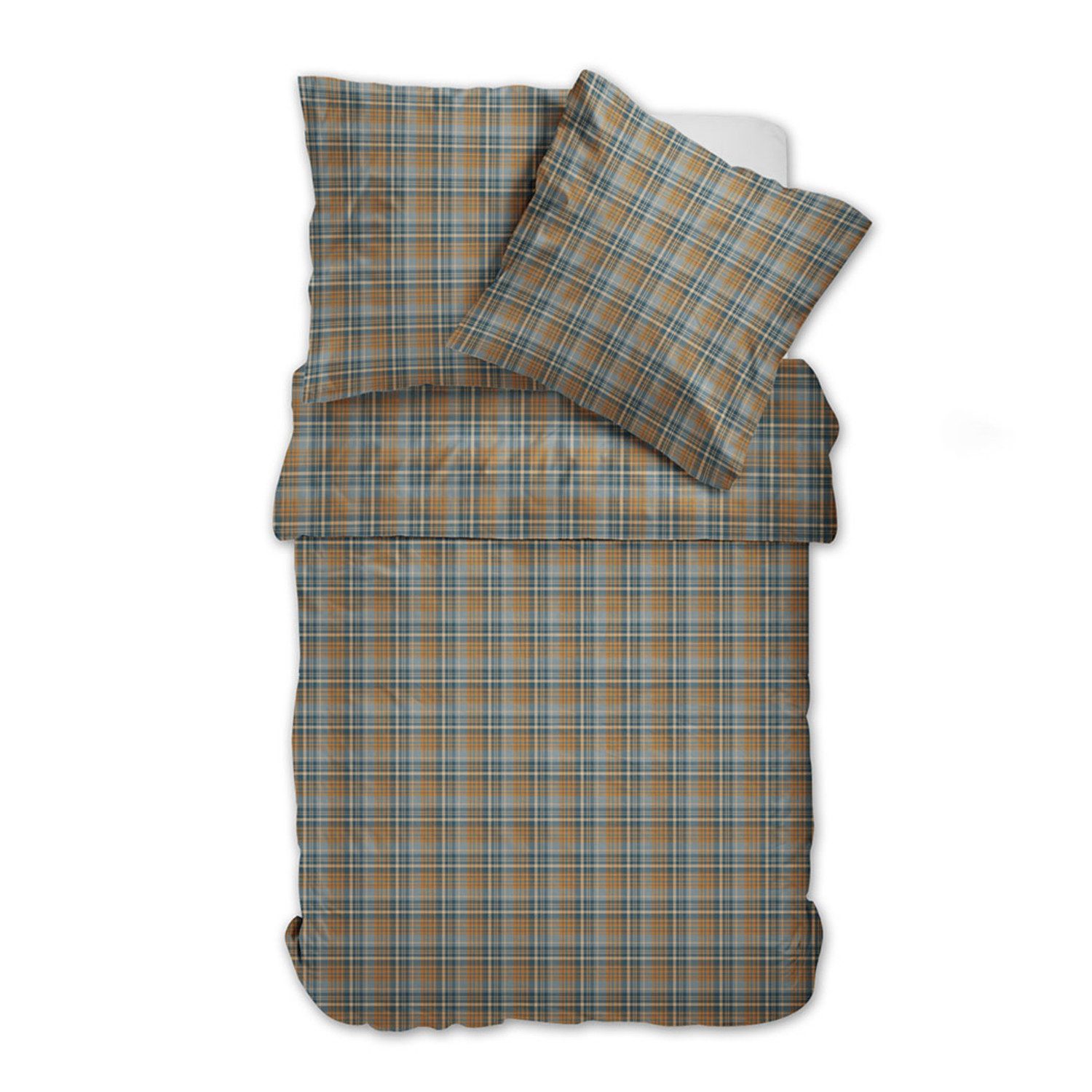 Dormabell Bettwäsche Dormabell Flanell Bettwäsche 11475 kariert natur, blau braun 135x200, Flanell, 2 teilig
