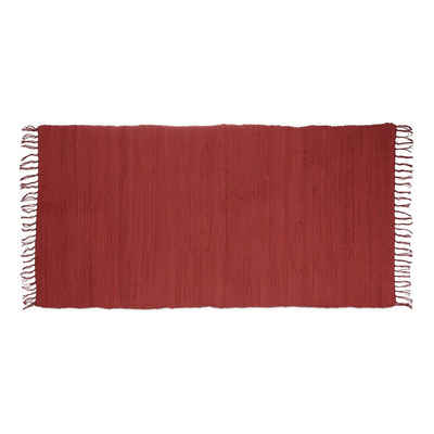 Teppich Flickenteppich einfarbig, relaxdays, Höhe: 10 mm, Rot, 70x140cm