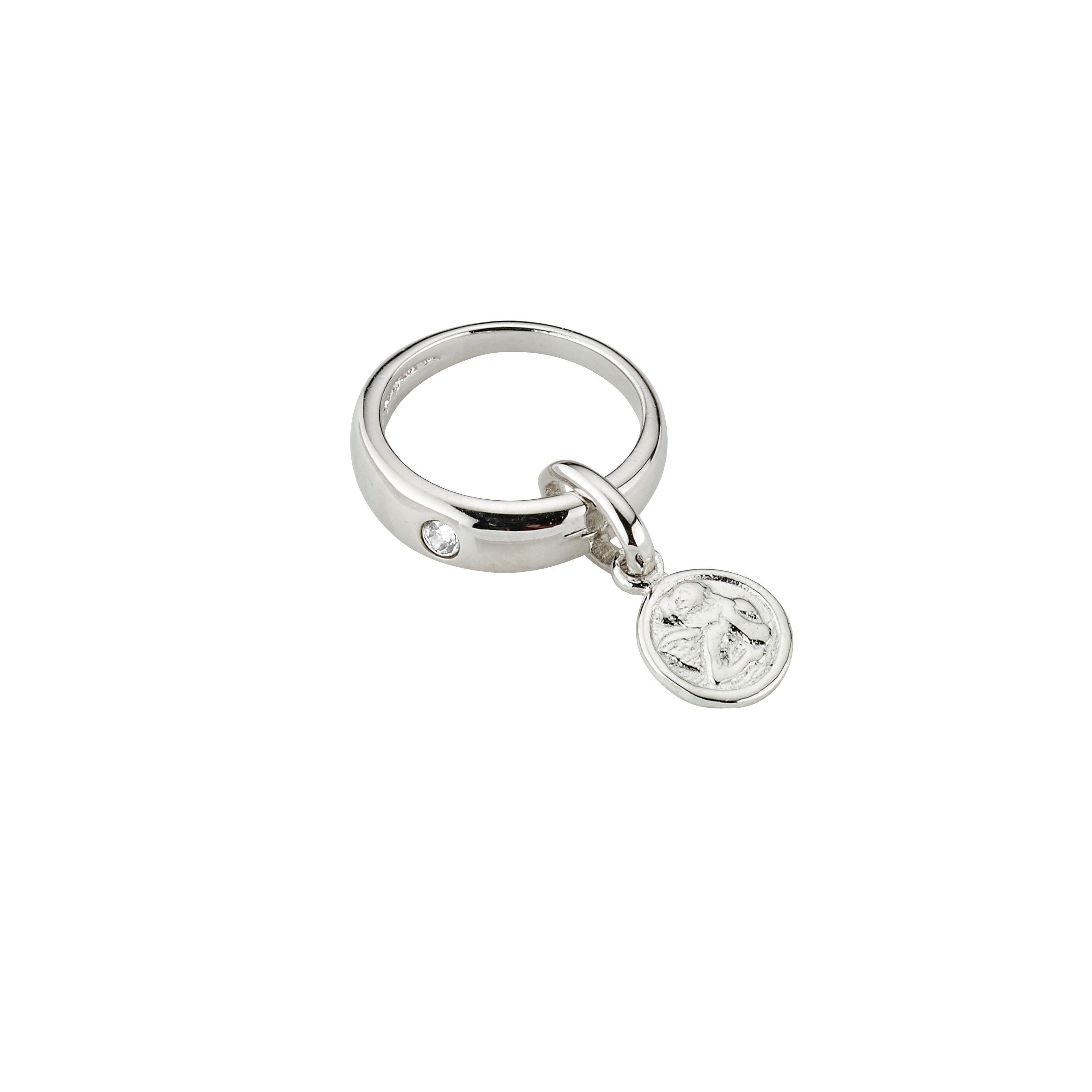 Firetti Kettenanhänger Schmuck Geschenk Silber 925 Halsschmuck Anhänger Taufring Engelmotiv, mit Zirkonia (synth)