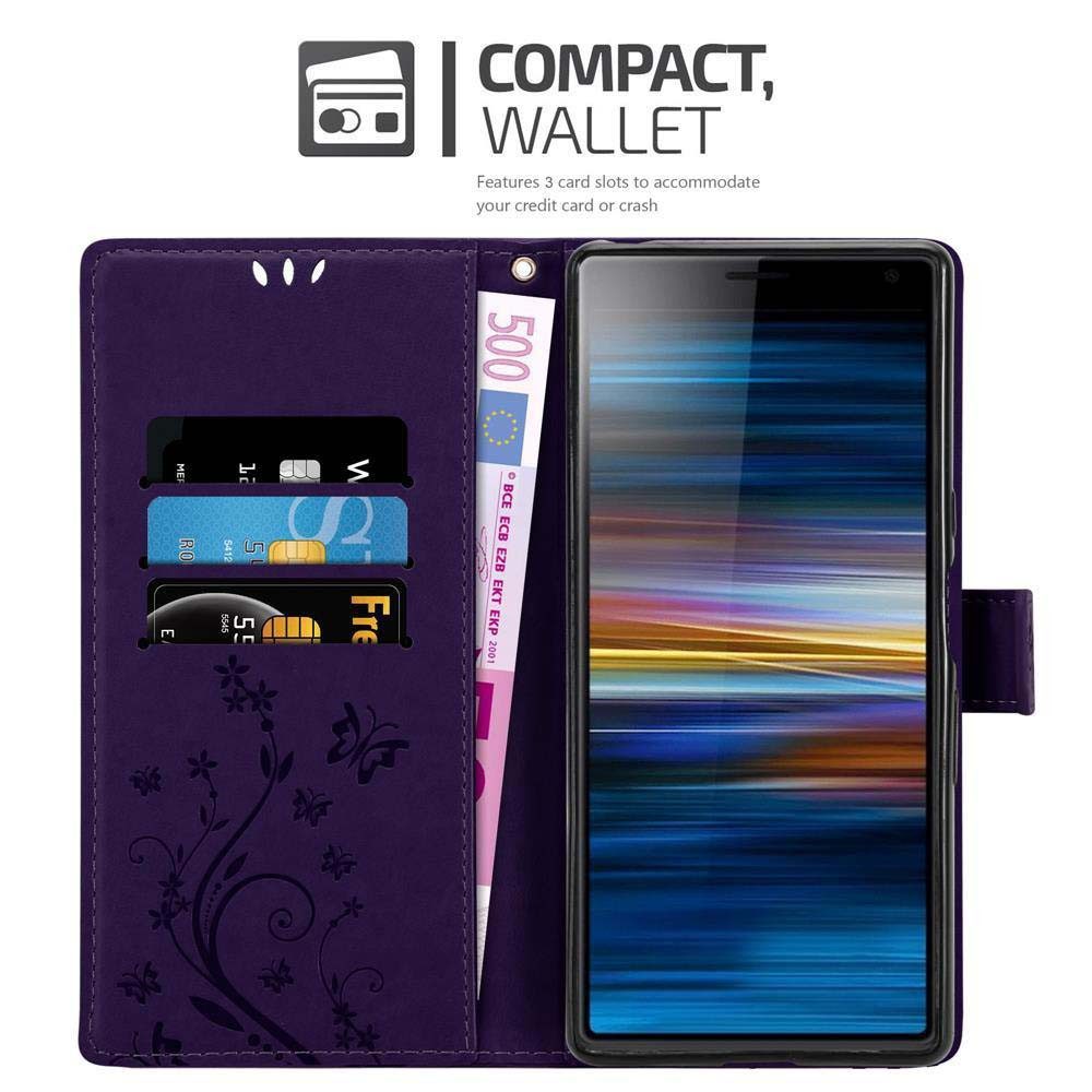 Cadorabo Handyhülle für Sony Xperia 10 / Xperia XA3 Hülle Sony Xperia 10 / Xperia XA3, Hülle Schutzhülle Blumen Flower mit Standfunktion Kartenfach Magnet