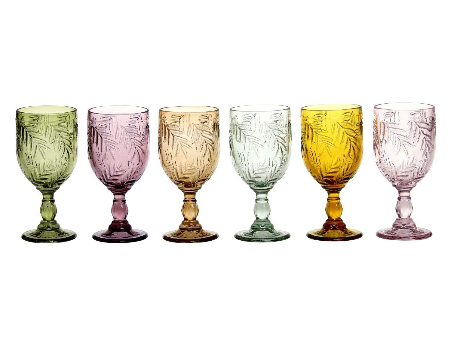 Chic Antique Weinglas 6er Set Келихи Saint Emilion Blattmuster, Glas