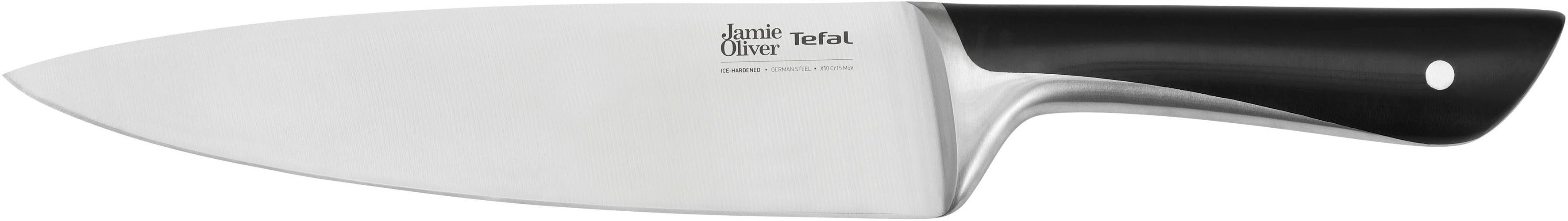 Tefal Pfannen-Set Jamie Oliver Cook Smart, Edelstahl 18/10 (Set, je 1 Pfanne 20/24/28 cm, 1 Kochmesser), stilvolle Edelstahl-Pfannen, inkl. Kochmesser, Rezeptbuch