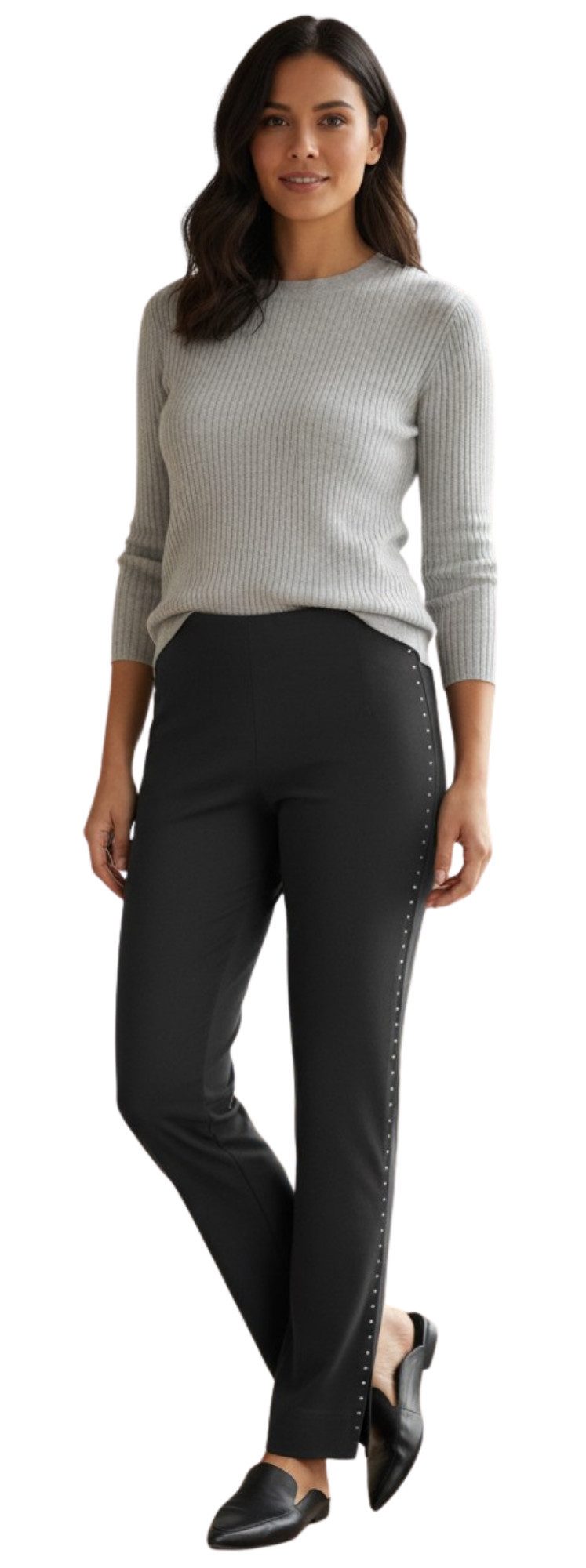Stehmann Stretch-Hose Ina-749-14060, mit SWAROVSKI Kristallen mit Schlitz am Beinabschluss