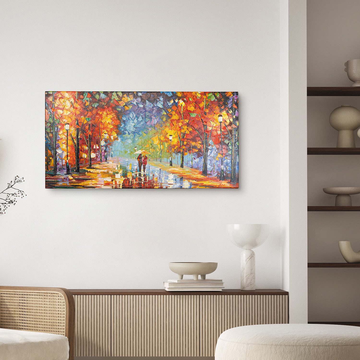 AUREDAS Gemälde "Der Weg des Lichts", Gemälde, 200x100cm, ohne Rahmen, Urban, Gemälde mit Strukturpaste und Acrylfarbe, Panorama Format