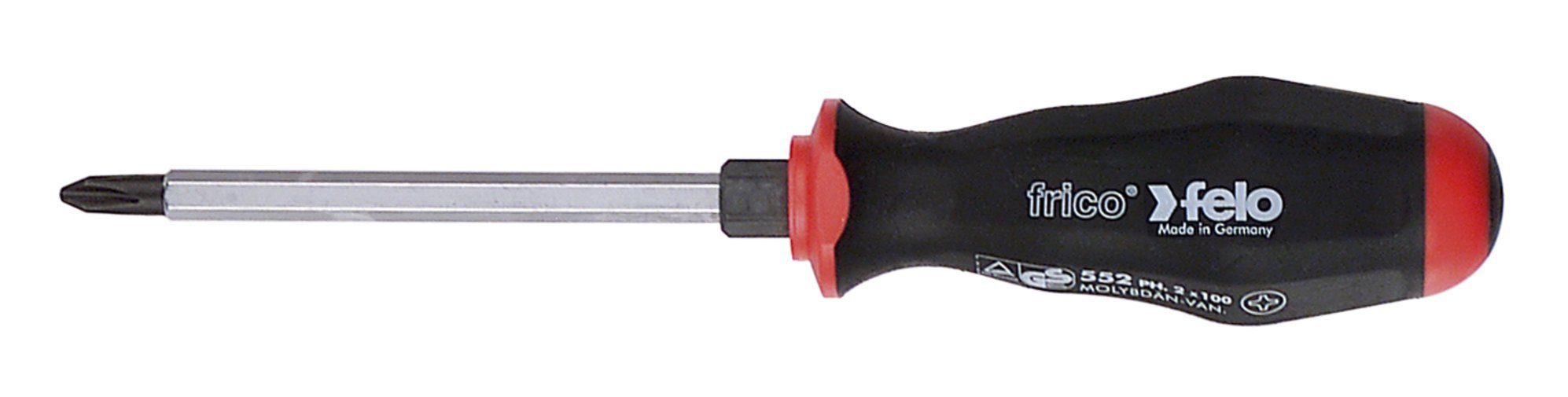 Felo Schraubendreher Felo Schraubendreher mit 2-Komponenten-Griff, durchgehender Klinge und Schlagkappe PH 1