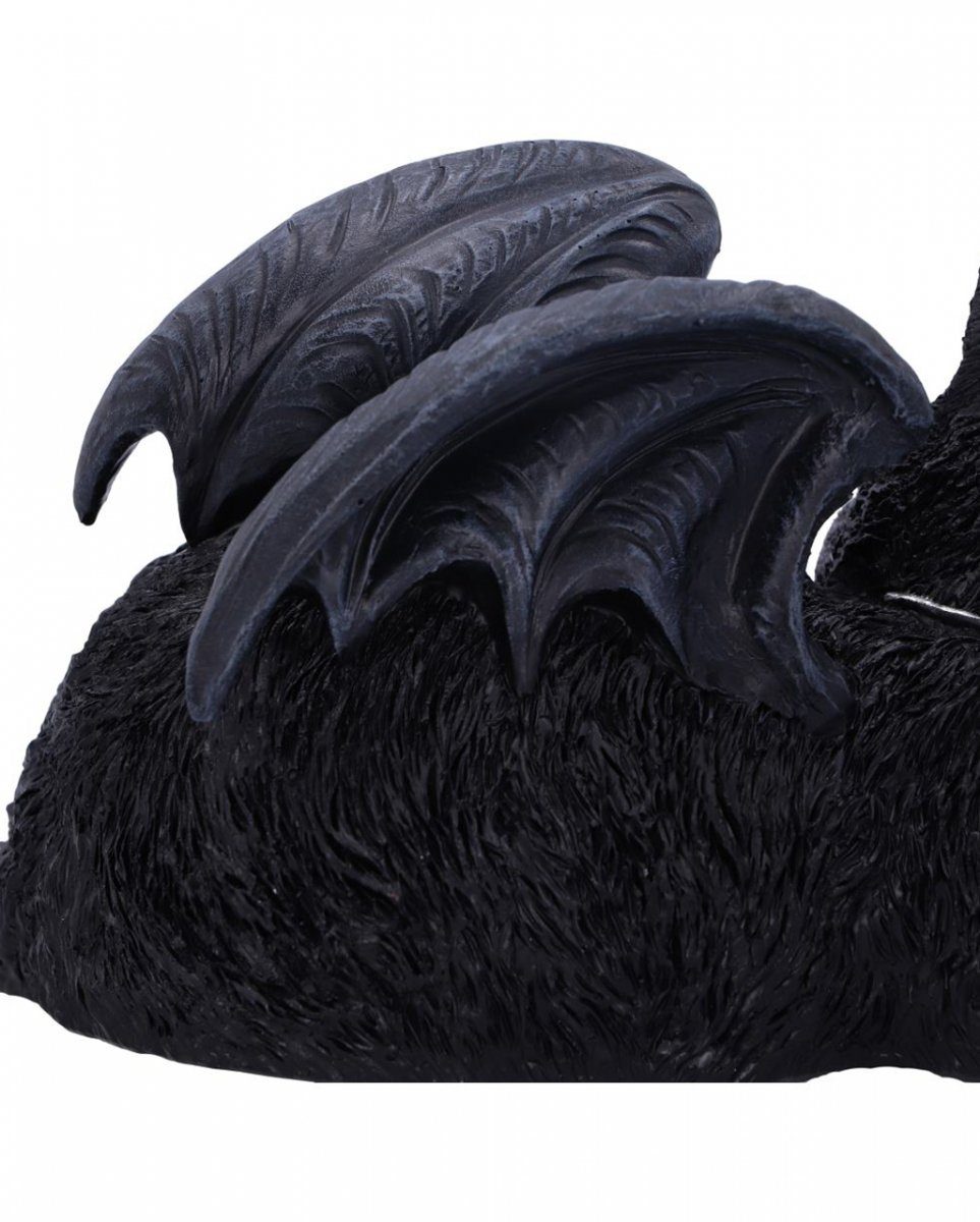 Horror-Shop Dekofigur Schlafende schwarze Katze mit al Vampirflügel 18cm