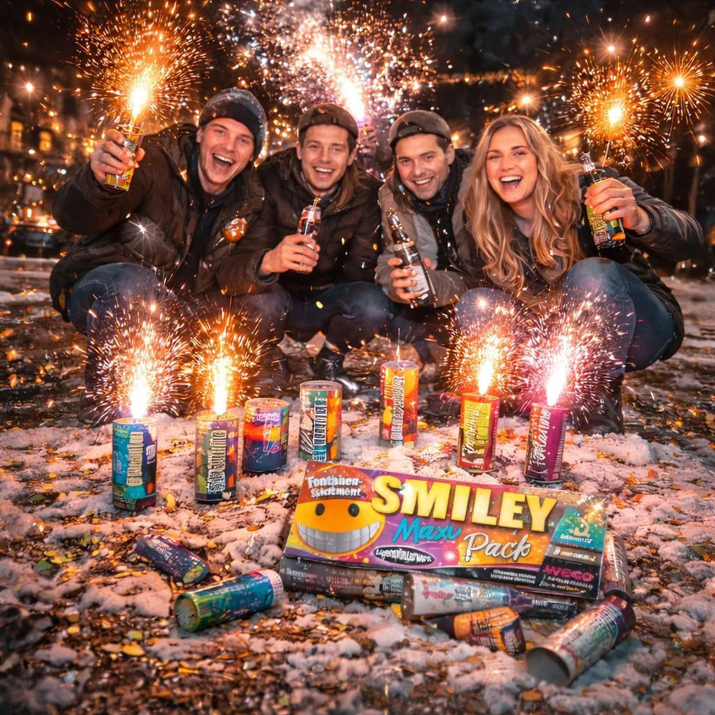 happy sparks® Geburtstagskerze Silvester & Neujahr Jugendfeuerwerk Set - Neujahr Party (Set, Set)