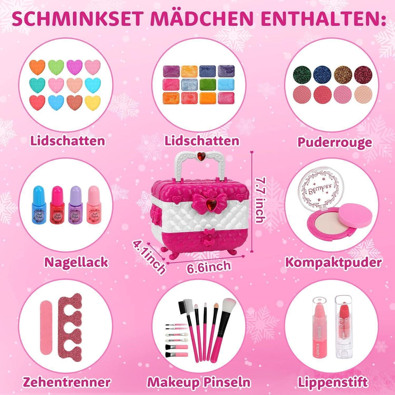 jooful Make-up Set Kinderschminke Set Mädchen Schminkkoffer Spielzeug Make Up Geschenke