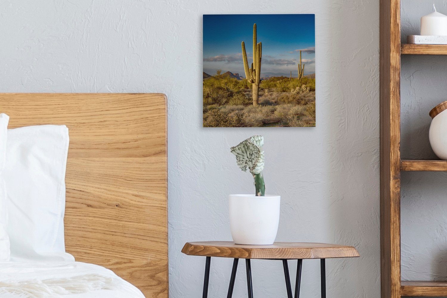 in Wohnzimmer für bei St), (1 Sonnenuntergang Bilder OneMillionCanvasses® Kaktus Leinwandbild Schlafzimmer Leinwand Arizona,