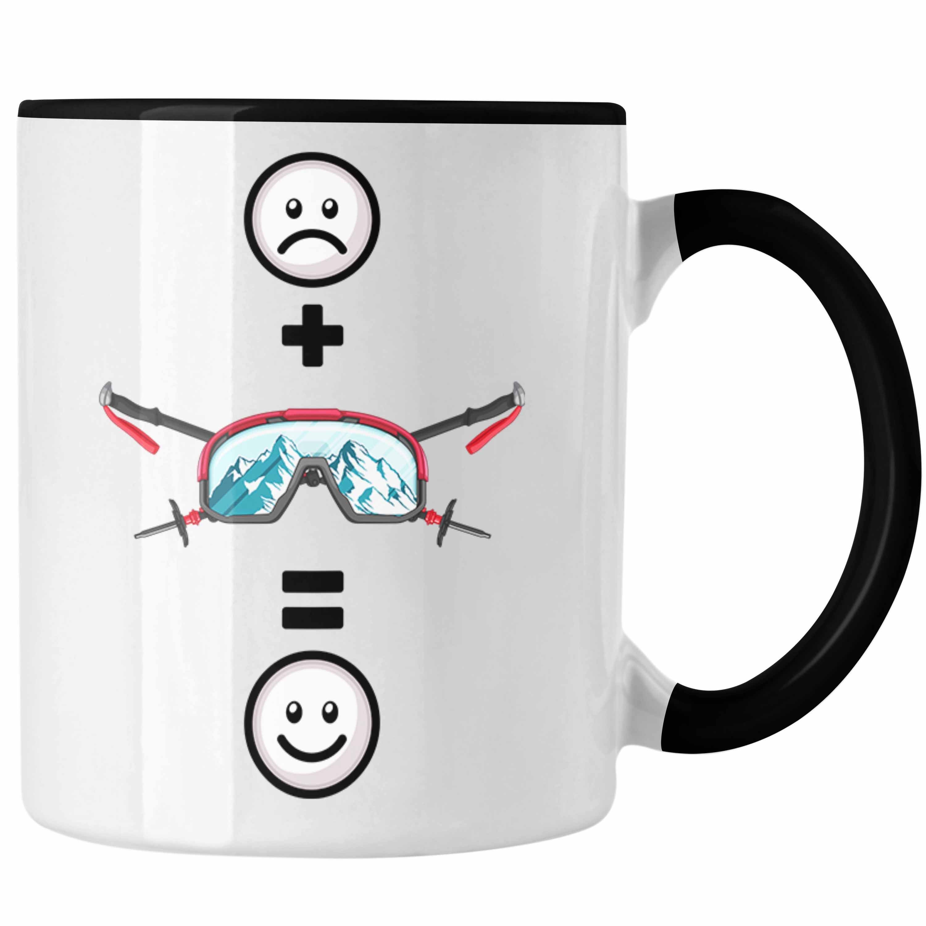 Trendation Tasse Ski Tasse Geschenk für Skifahrer :(Ski Brille) Lustige Geschen Schwarz
