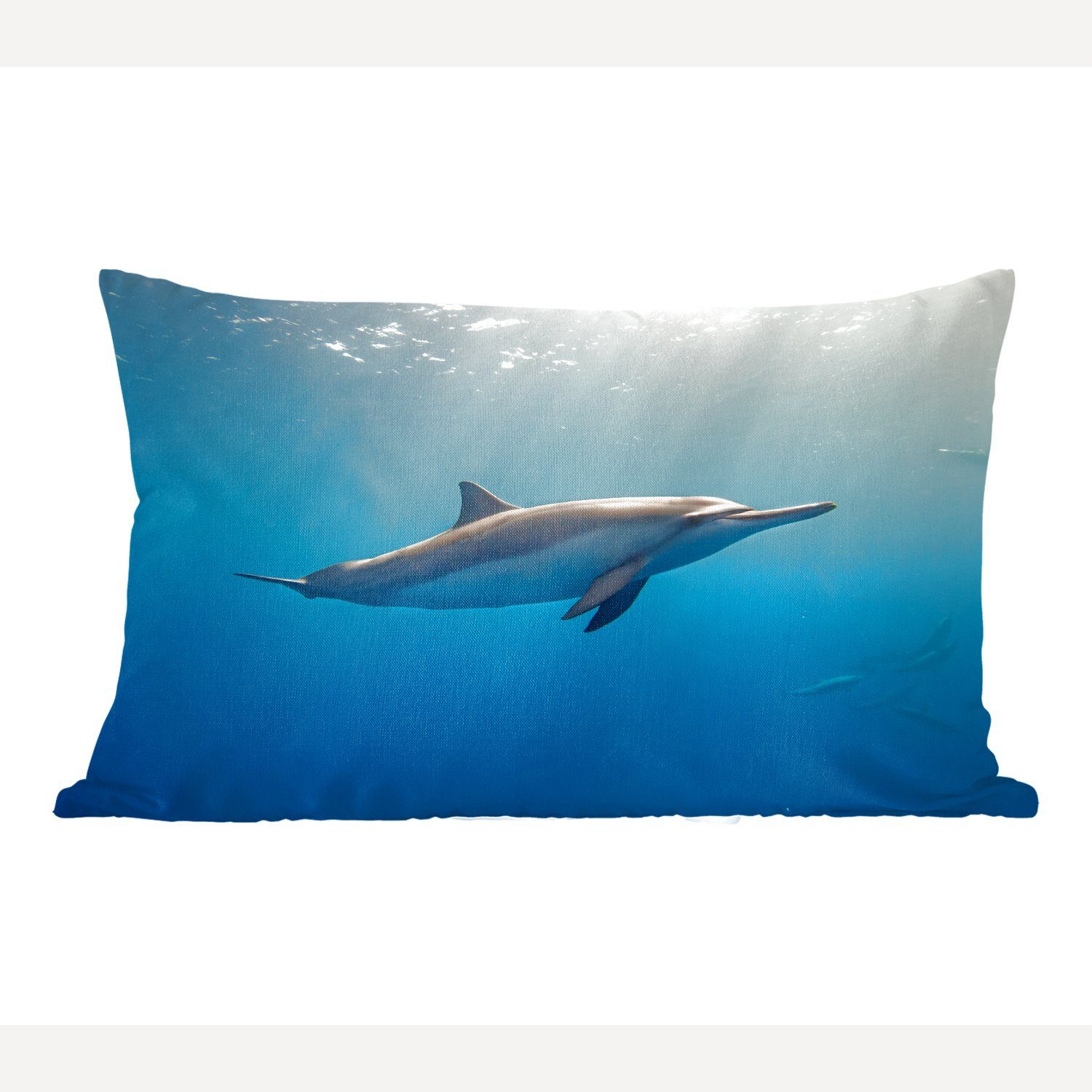 MuchoWow Dekokissen Delfin - Meer - Sonne, Wohzimmer Dekoration, Zierkissen, Dekokissen mit Füllung, Schlafzimmer