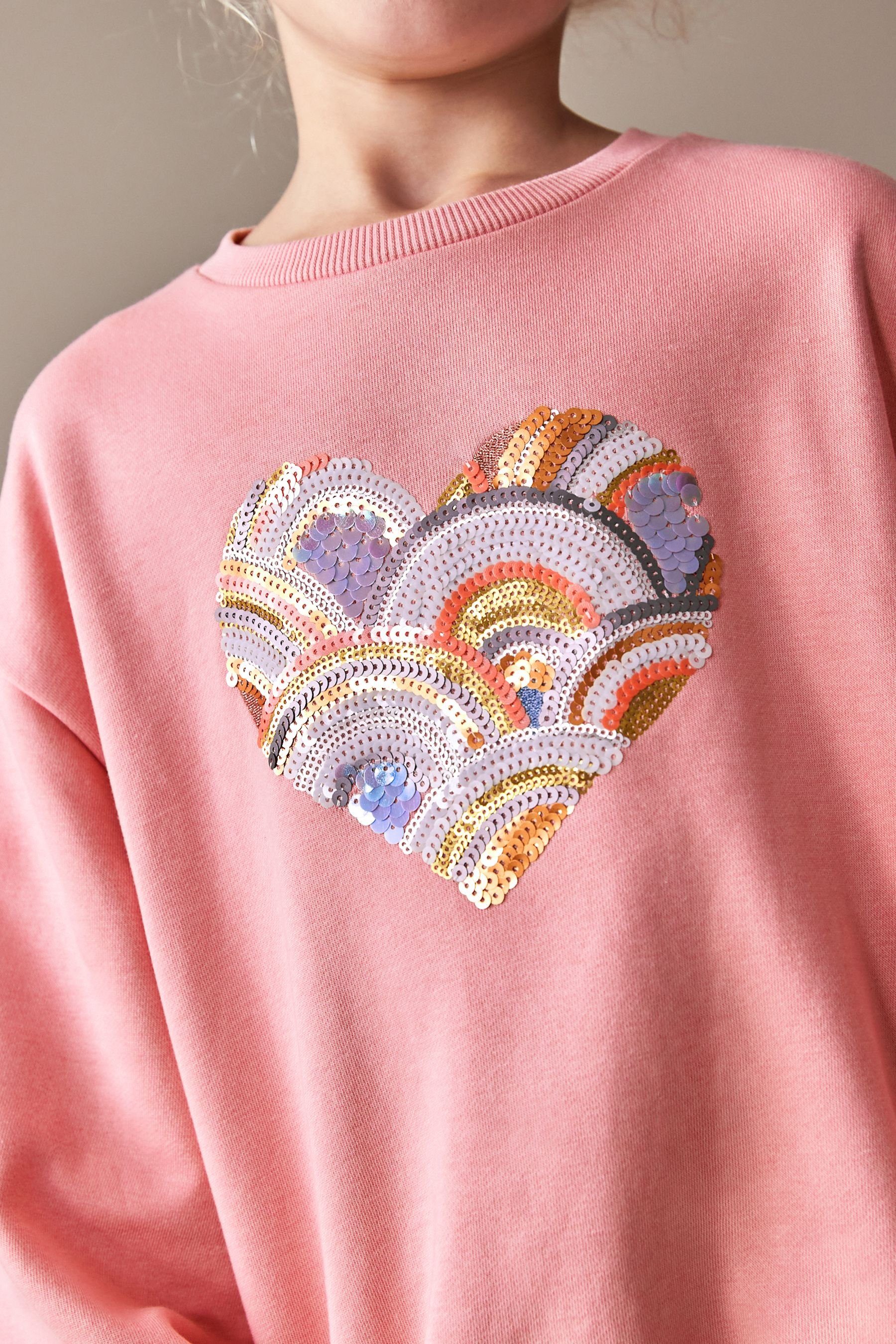 Next Sweatshirt Sweatshirt Heart Rundhalsausschnitt mit (1-tlg) Pink