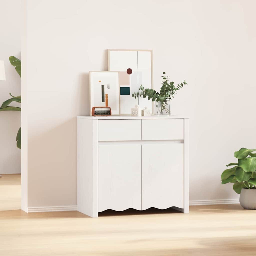 vidaXL Sideboard Sideboard Drammen Weiß 79 x 43 x 75,5 cm Massivholz Kiefer (1 St)