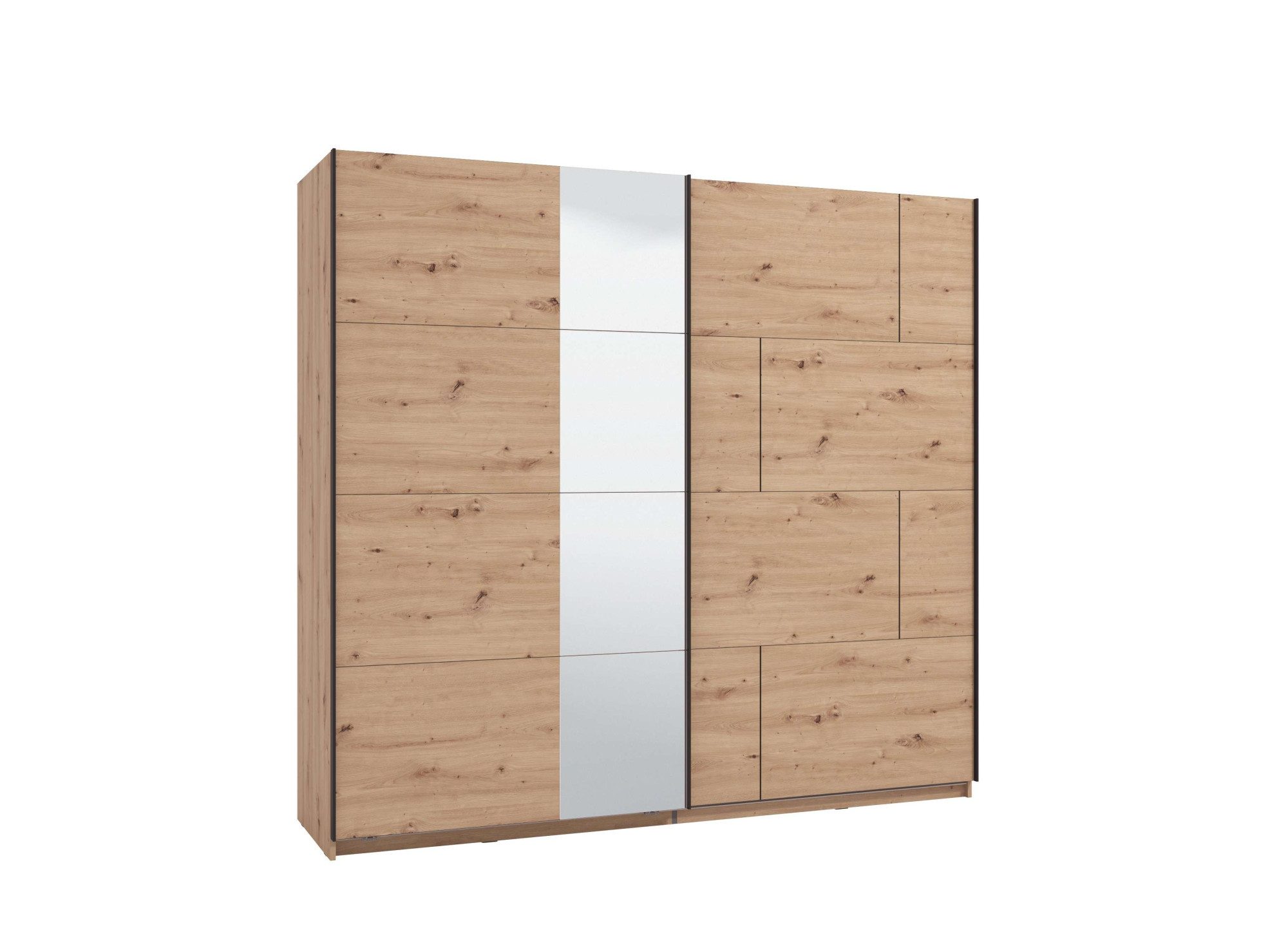 Home affaire Schwebetürenschrank Aleria Schiebetürenschrank, Kleiderschrank, Wäscheschrank, Garderobe mit Spiegel, 2 Metallkleiderstangen, in 2 Farben, Breite 220