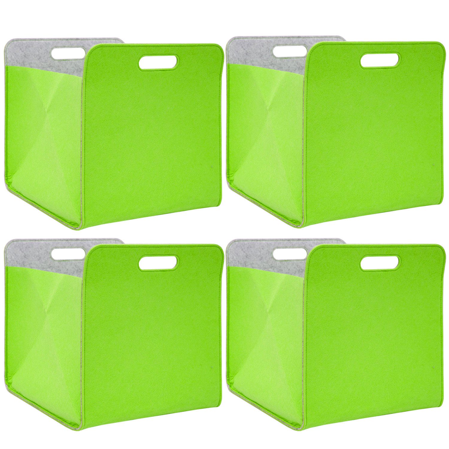 DuneDesign Aufbewahrungskorb 4er Set - 33x33x38 Filz Aufbewahrungsbox - Kallax Regaleinsatz Faltbar (4 St), Stabiler Filzkorb - Aufbewahrungskorb - Stauraum Kinderzimmer & Bad