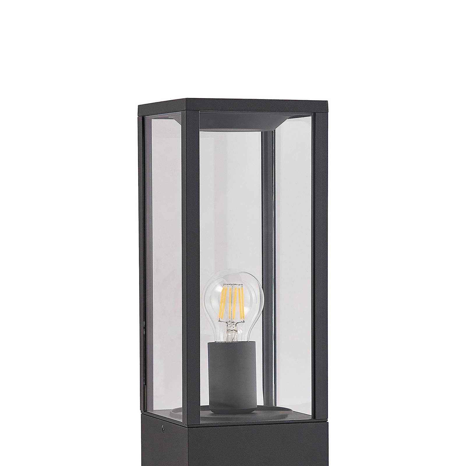 dimmbar, 1 Modern, Leuchtmittel dunkelgrau, flammig, Sockelleuchte Wegeleuchte Glas, E27, inklusive, Peldar, nicht Lindby Aluminium,