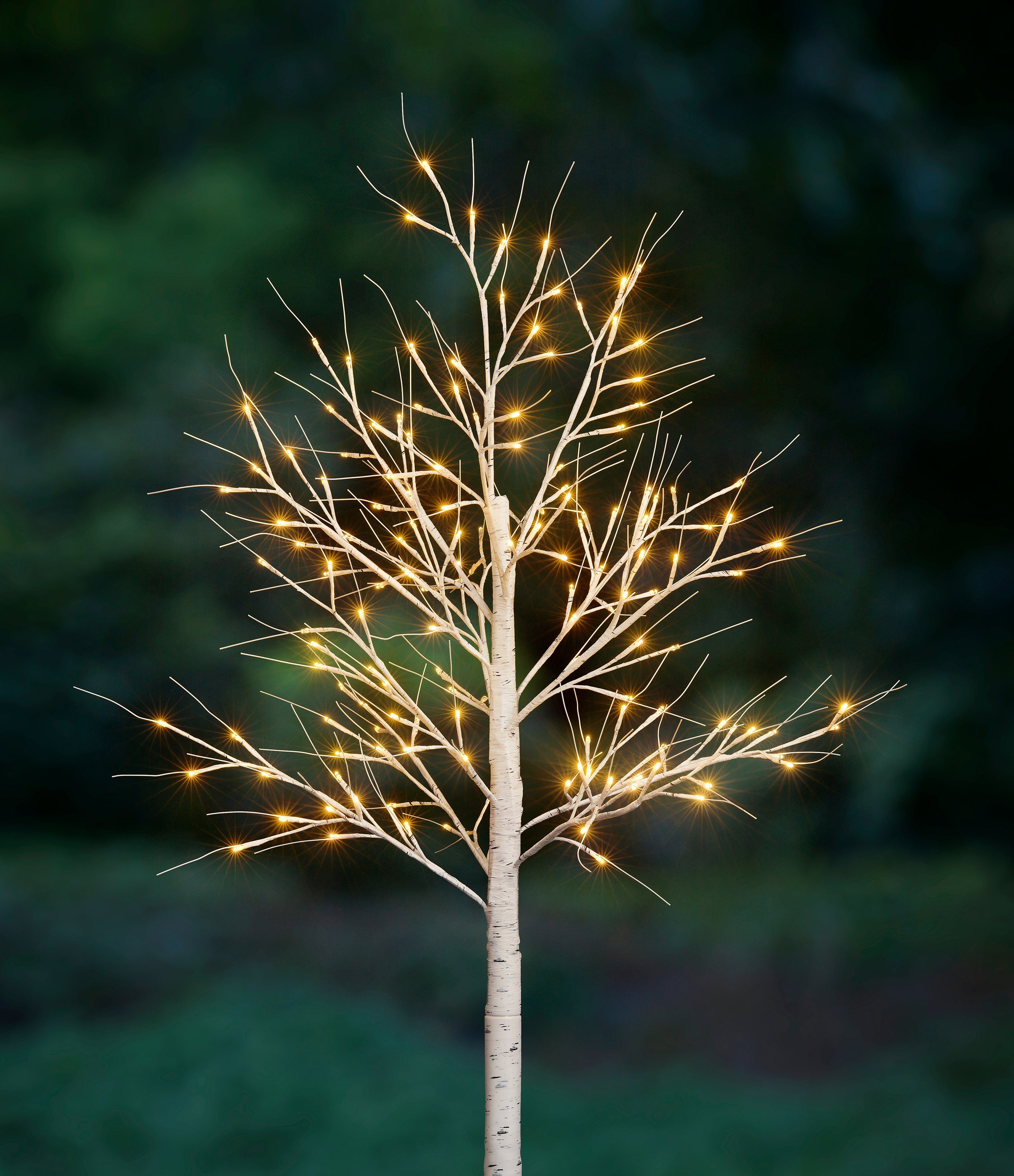 BONETTI LED Baum Weihnachtsdeko, Deko-Baum Birkenoptik, Beleuchteter ca. in integriert, 120 fest Warmweiß, LED cm Höhe